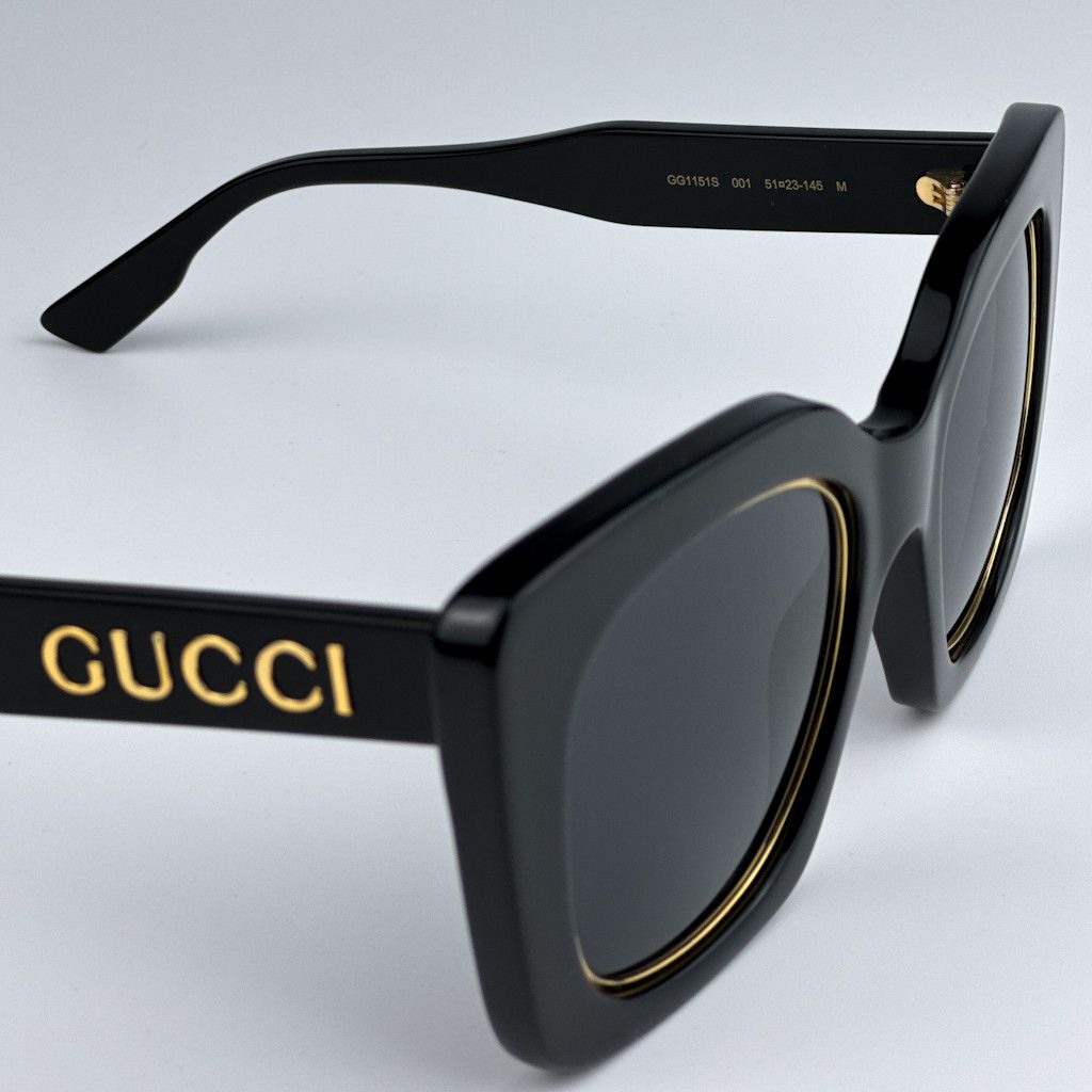 Gucci NEW Gucci GG1151S 001 Cat Eye Oversized Unisex Sunglasses Size ONE SIZE - 8 Thumbnail