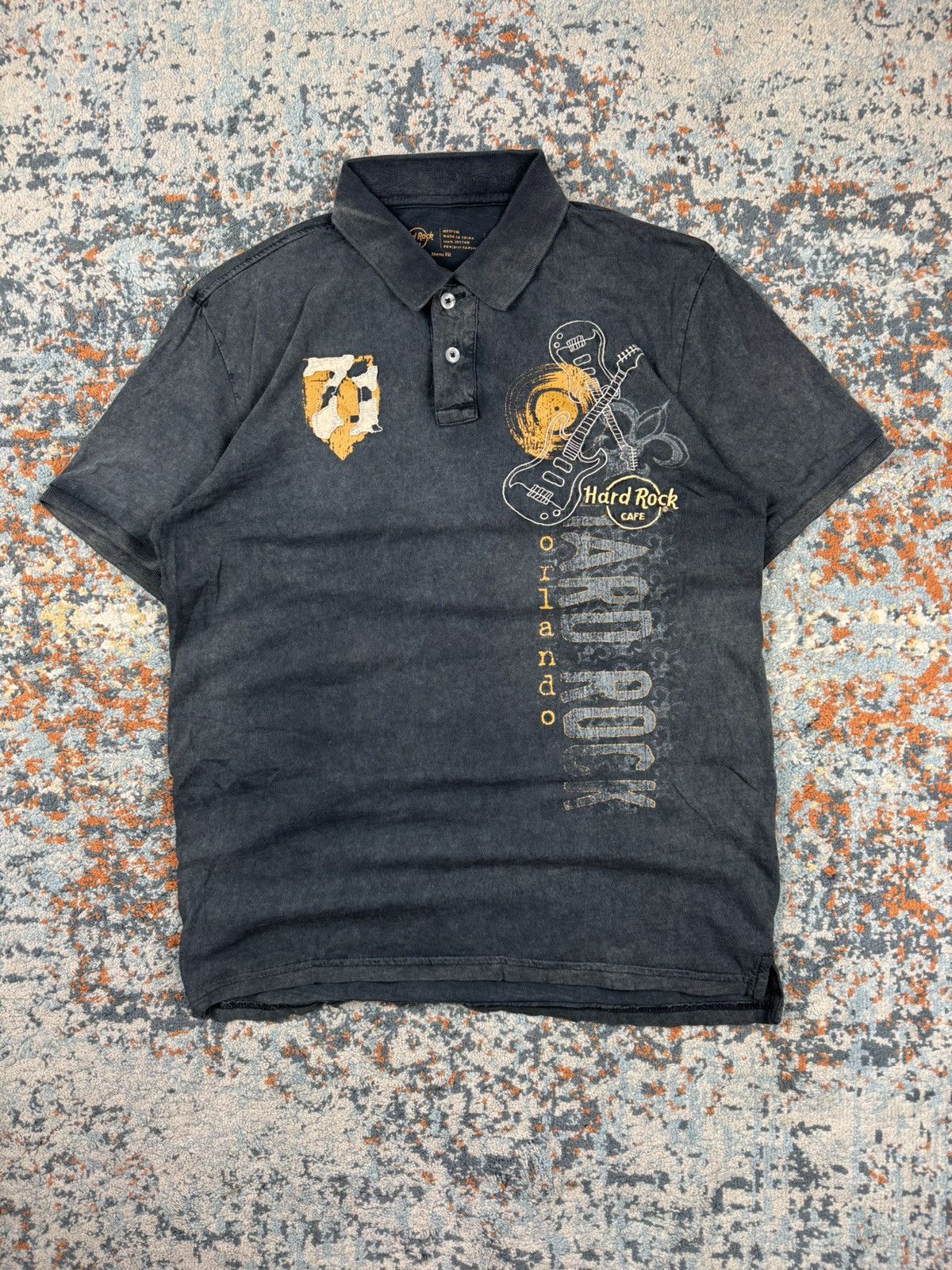 Hard Rock Cafe × Vintage Vintage y2k Hard Rock Cafe washed faded embroidered polo tee Size US M / EU 48-50 / 2 - 1 Thumbnail