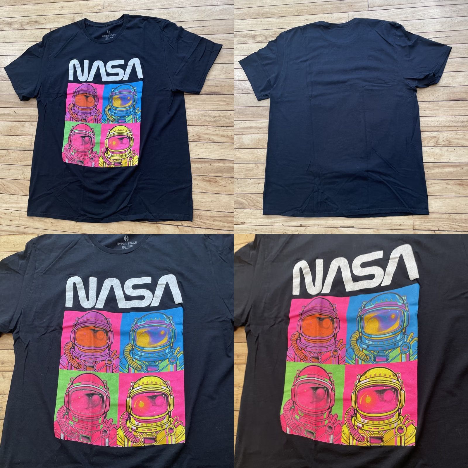 NASA HYPER SPACE NASA Shirt Men 2XL Black Neon Pink Astronaut Color Rave Graphic XXL Size US XXL / EU 58 / 5 - 9 Thumbnail