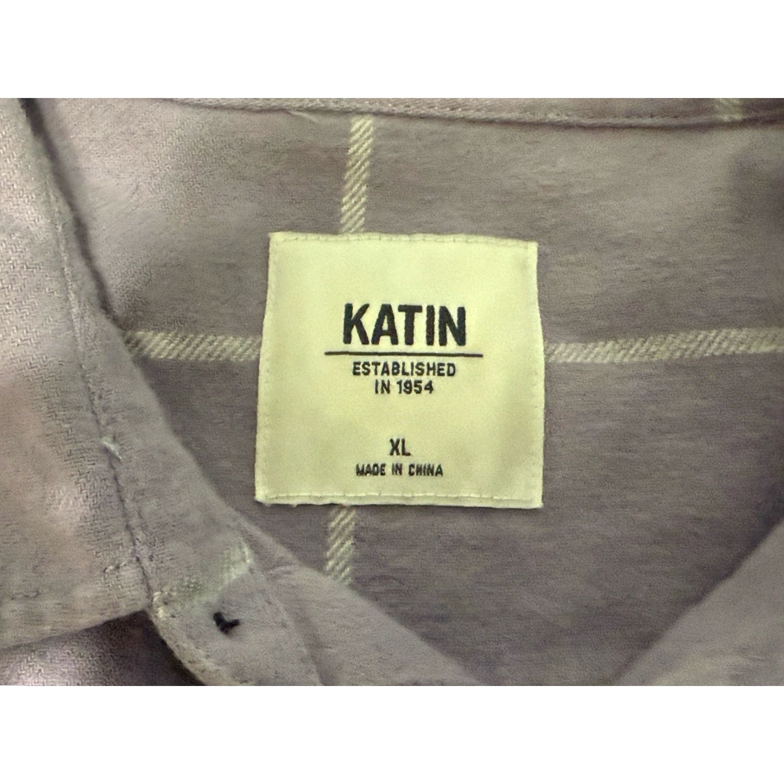 Katin KATIN Monty Flannel Shirt Lavender XL Men’s Button-Down Long Sleeve 100% Cotton Vintage? (if not vintage skip) Size US XL / EU 56 / 4 - 7 Thumbnail