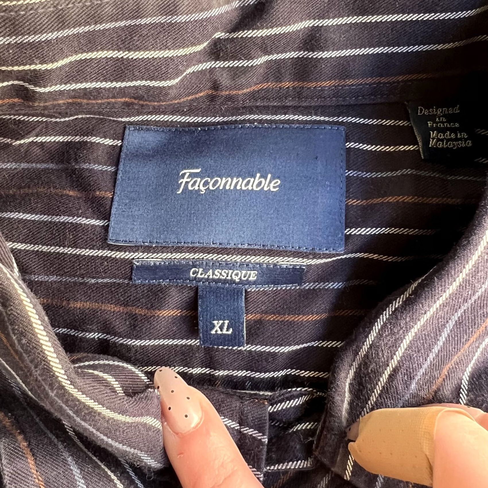 Faconnable Faconnable Classique Mens XL Blue Stripe Long Sleeve Button Up Shirt Cotton Size US XL / EU 56 / 4 - 3 Thumbnail