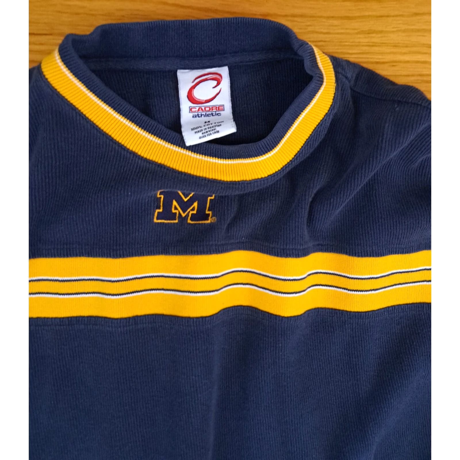 Vintage Cadre Michigan Wolverines Long Sleeve Thick Medium Embroidered Football Shirt Cadre Blue Cotton Blend Fleece Sweatshirt Pullover M Men Size US M / EU 48-50 / 2 - 3 Thumbnail