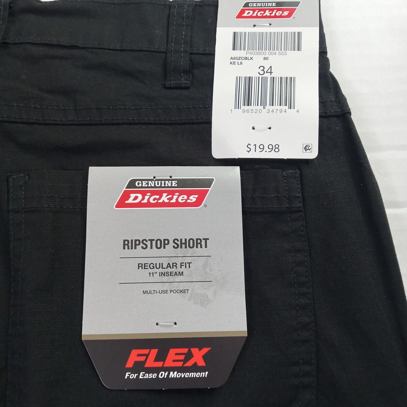 Dickies Dickies Ripstop Shorts Men's 34 Black Regular Fit 11" Inseam Size US 34 / EU 50 - 4 Thumbnail