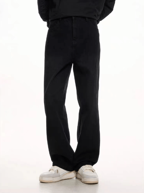 High street cleanfit men's loose straight casual black jeans