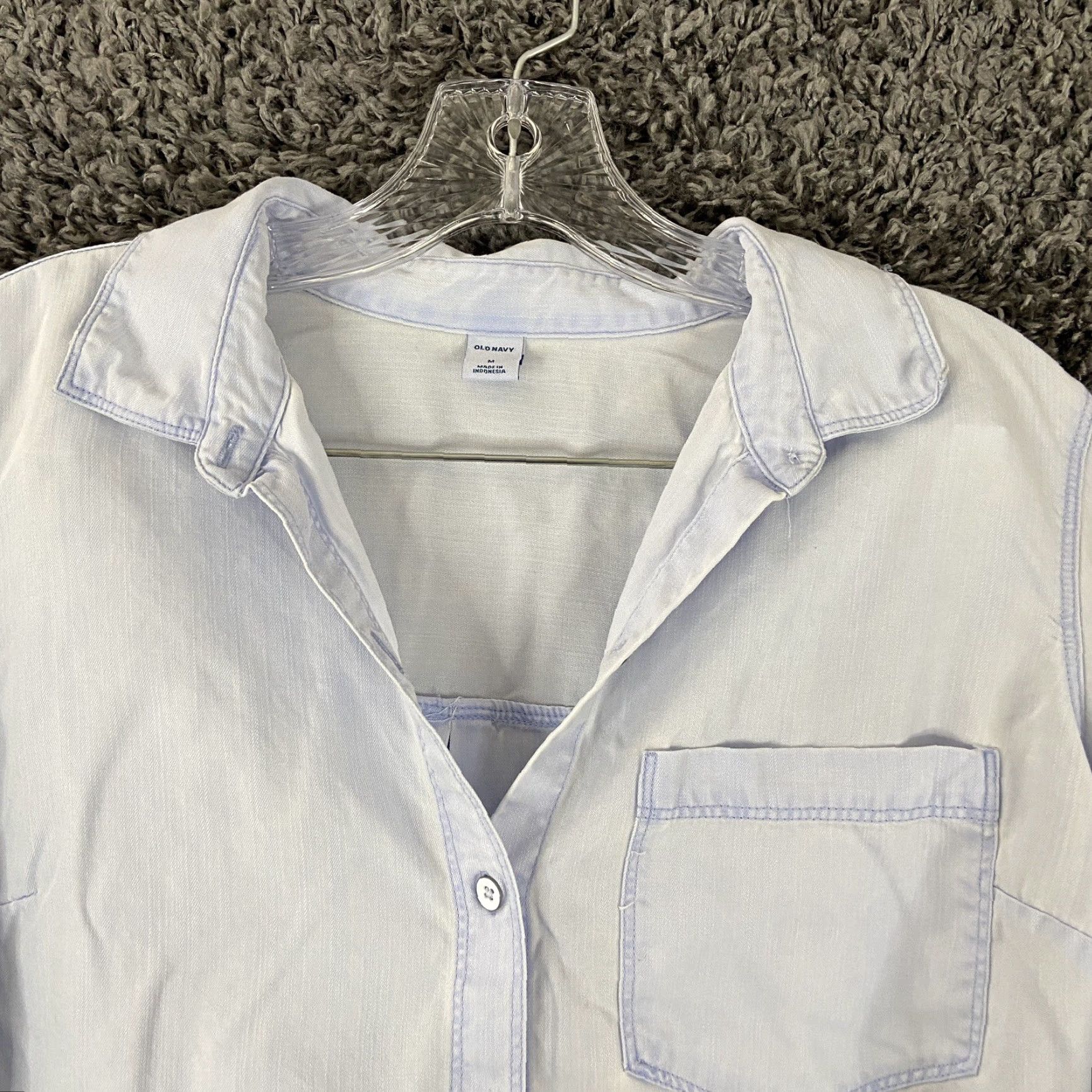 Old Navy OLD NAVY Blouse Shirt Women M Blue Long Sleeve Button Up Blue Women M LLC Size M / US 6-8 / IT 42-44 - 6 Thumbnail