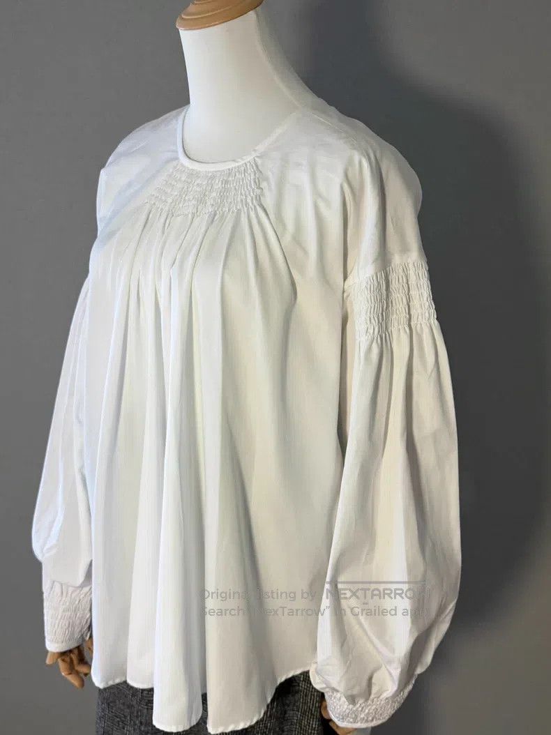 Dries Van Noten Dries Van Noten White Cotton Ruched Top Size M / US 6-8 / IT 42-44 - 2 Thumbnail