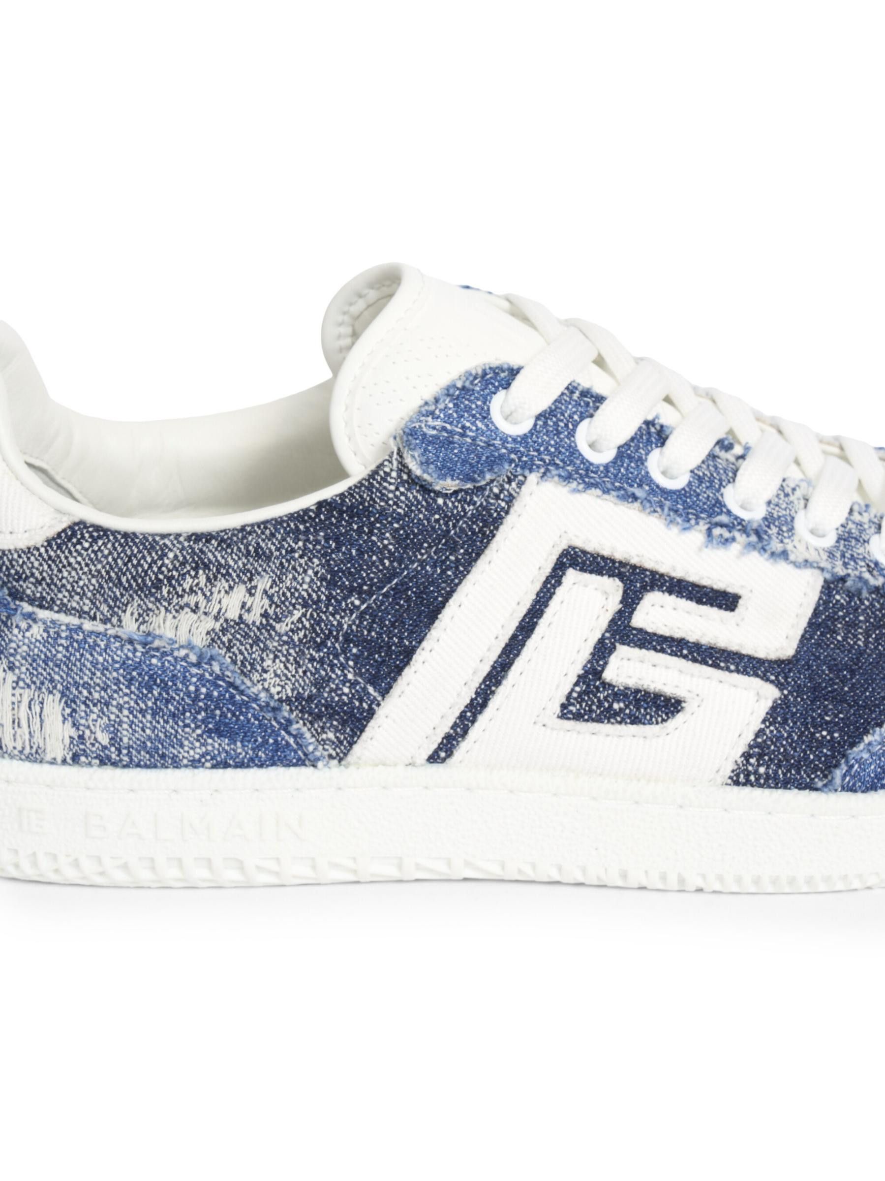 Balmain o1s1wg110925 Swan Destroyed Denim Sneakers in Blue Size US 10 / IT 40 - 7 Thumbnail