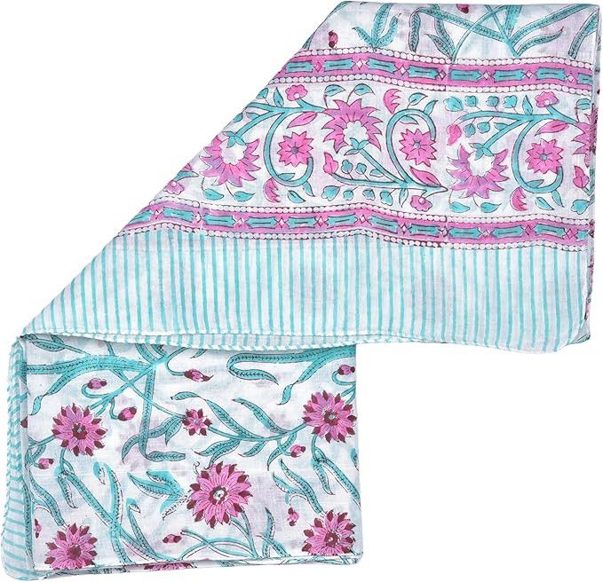 Handmade Cotton Scarf for Women | Handblock Summer Wrap Sarong Size ONE SIZE - 6 Thumbnail