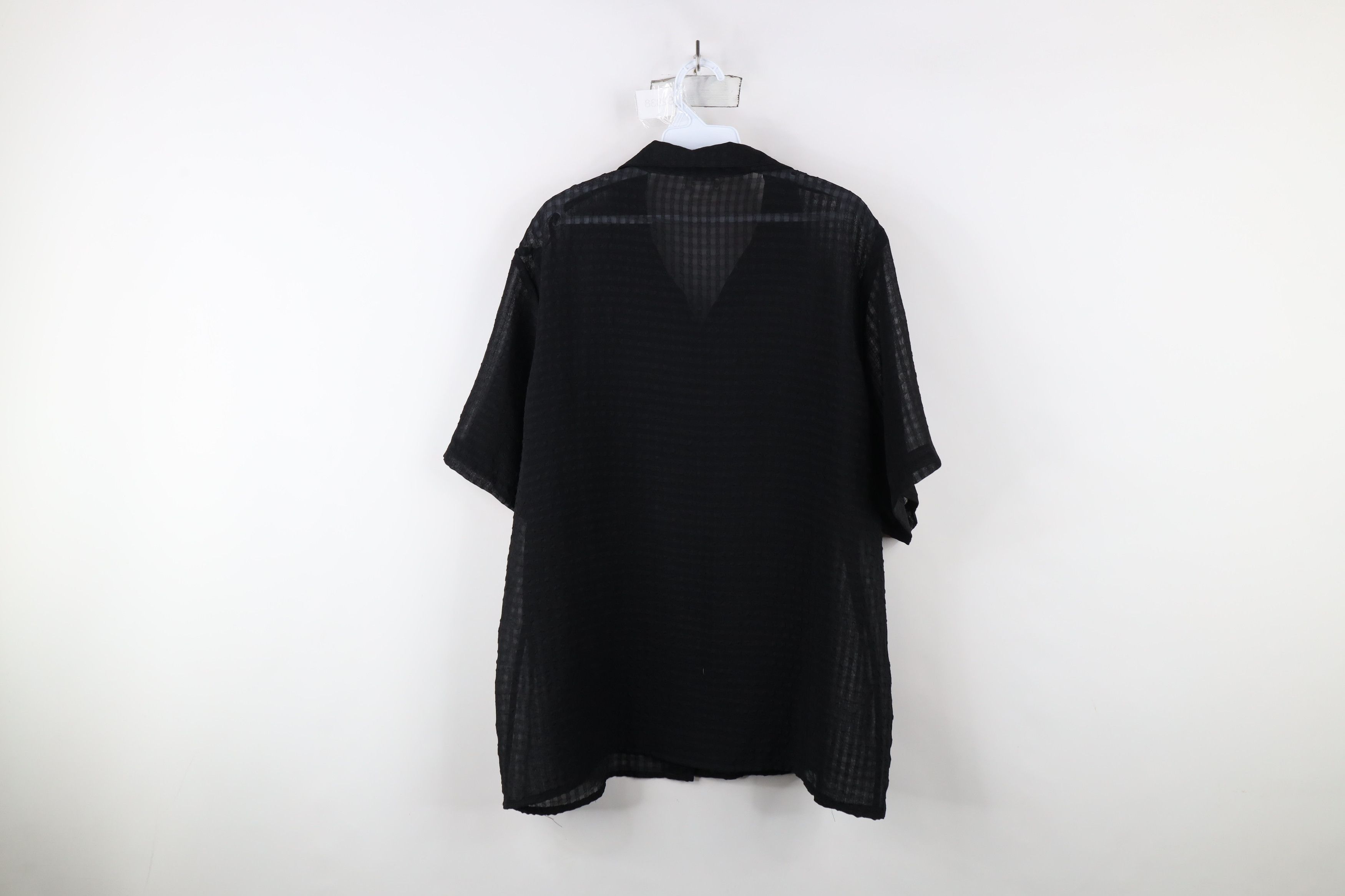 Vintage Vintage 90s Streetwear Camp Collar Button Shirt Black Size XXL / US 16-18 / IT 52-54 - 9 Thumbnail