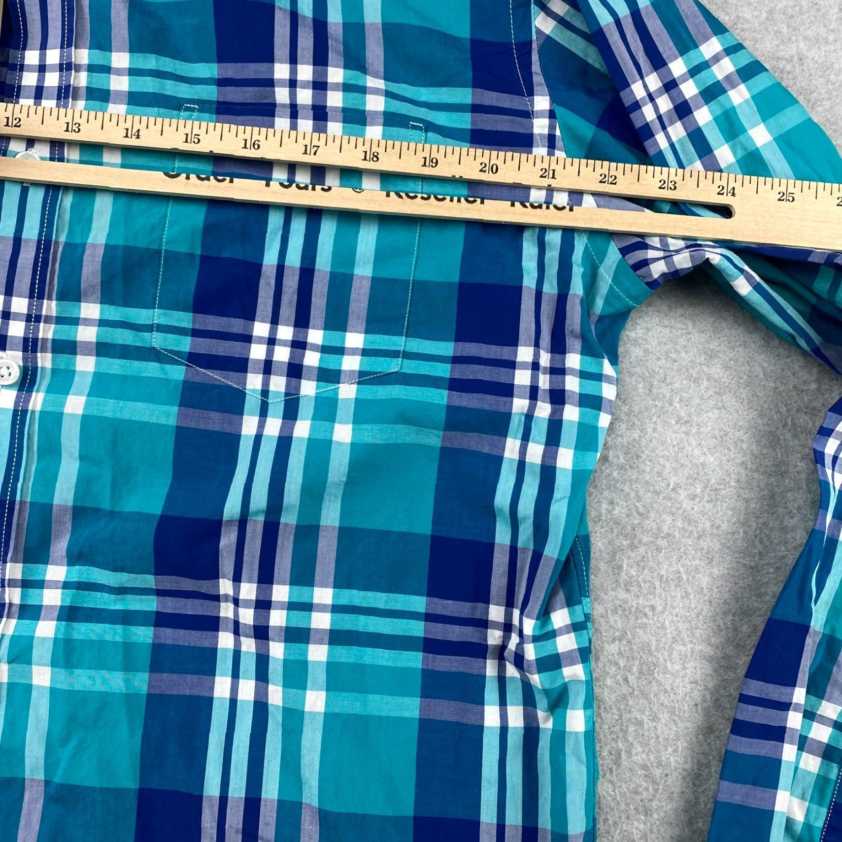 J.Crew VINTAGE? No. J.CREW Blue Plaid Button-Up Shirt Mens L Long Sleeve Pocket Cotton Lightweight Bre edth? Size US L / EU 52-54 / 3 - 6 Thumbnail