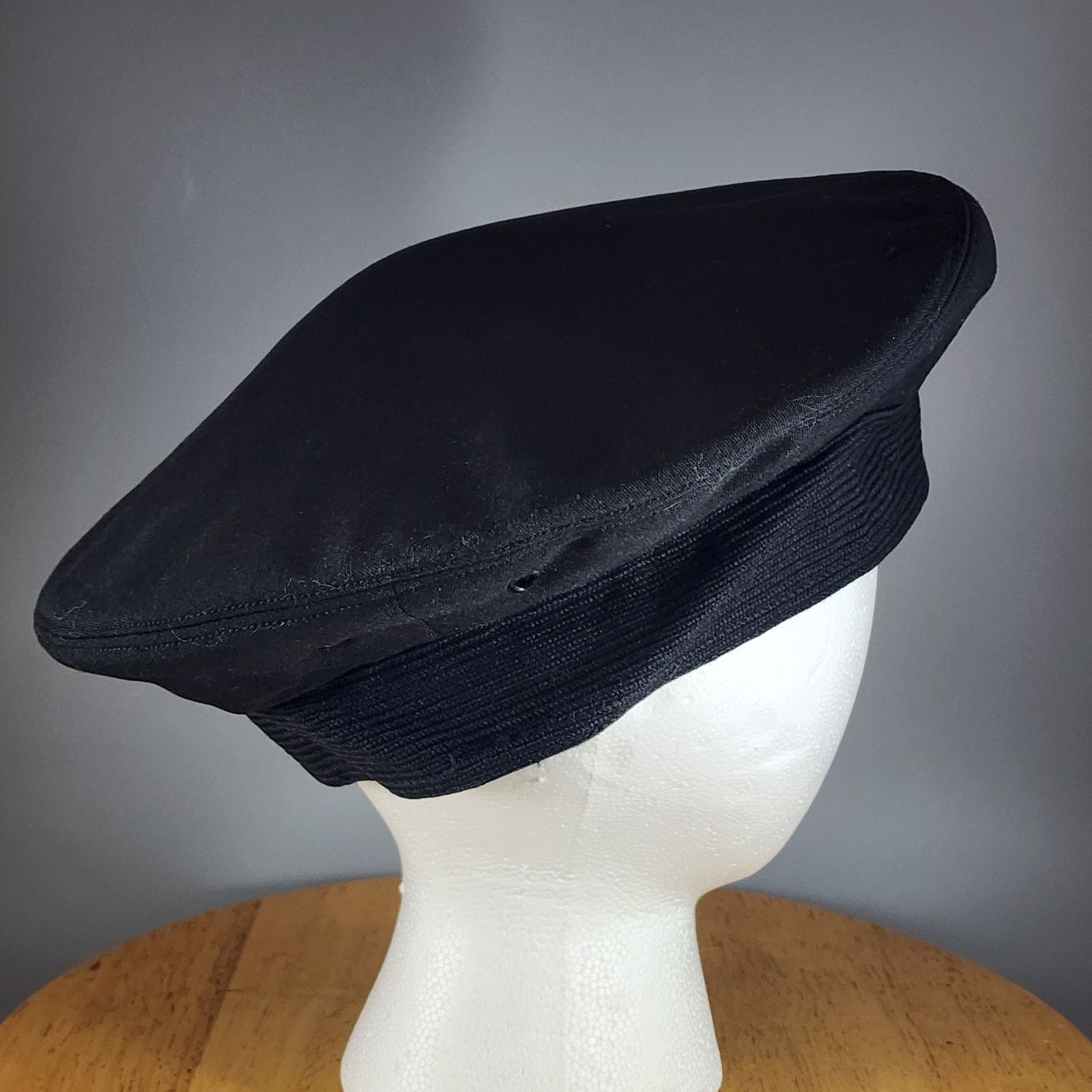 Other Art Caps Military Sailor Uniform Hat Cover 6-7/8 Black Wool Size ONE SIZE - 2 Thumbnail