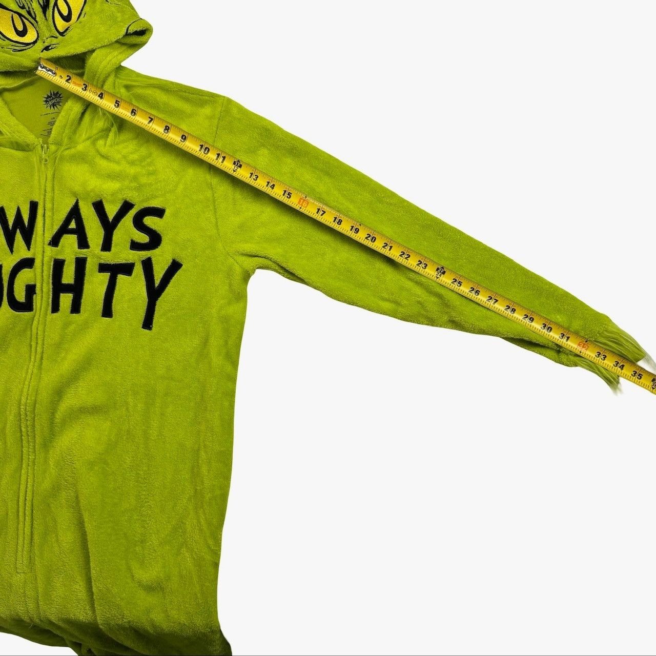 Other Grinch "Always Naughty" Fleece Hooded Union Suit Zip Green • Size US L / EU 52-54 / 3 - 6 Thumbnail