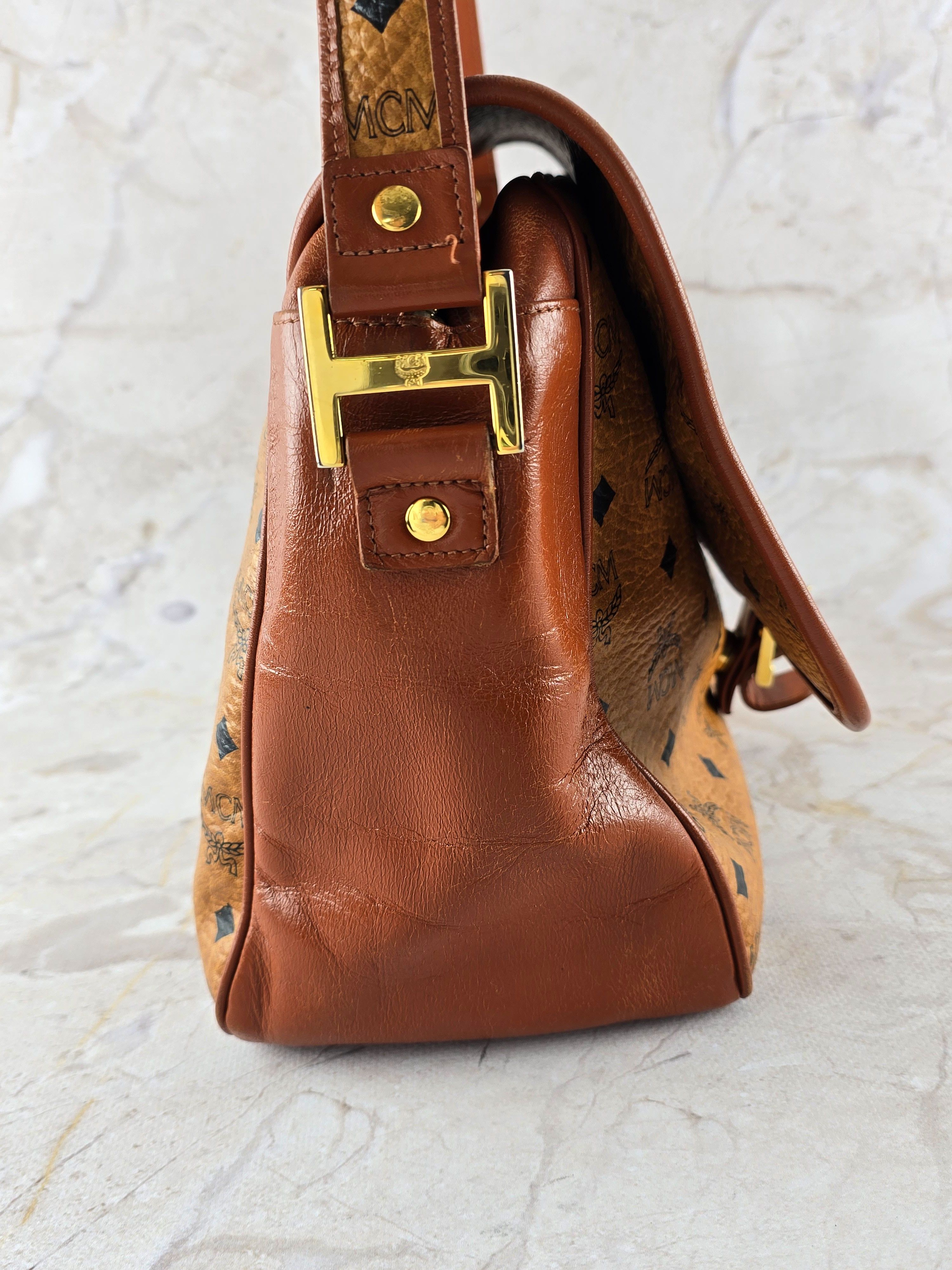MCM MCM Satchel Bag Vintage Cognac Monogram leather Size ONE SIZE - 7 Thumbnail