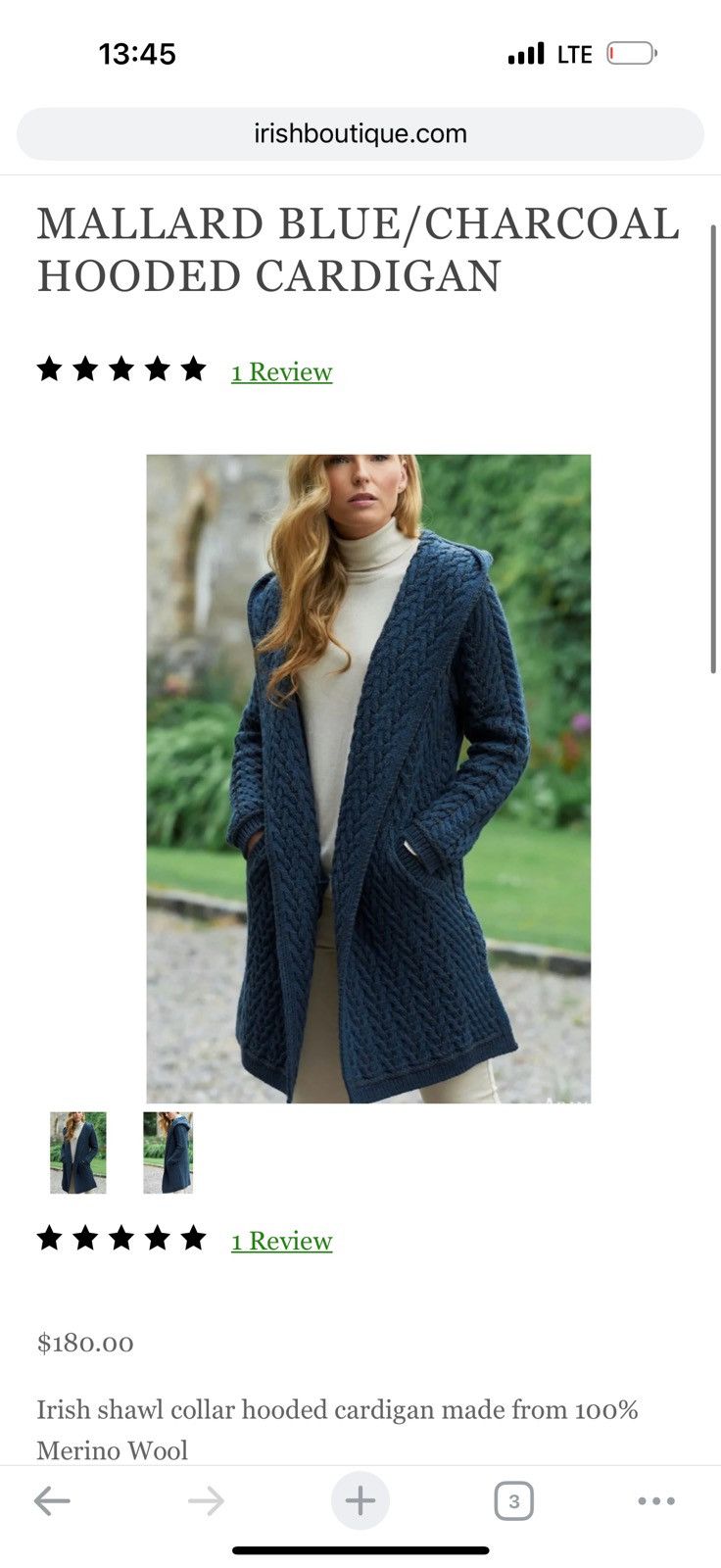 Loro Piana Aran Mor Herringbone Shawl Hood Cardigan Sweater Blue Wool Size L / US 10 / IT 46 - 3 Thumbnail
