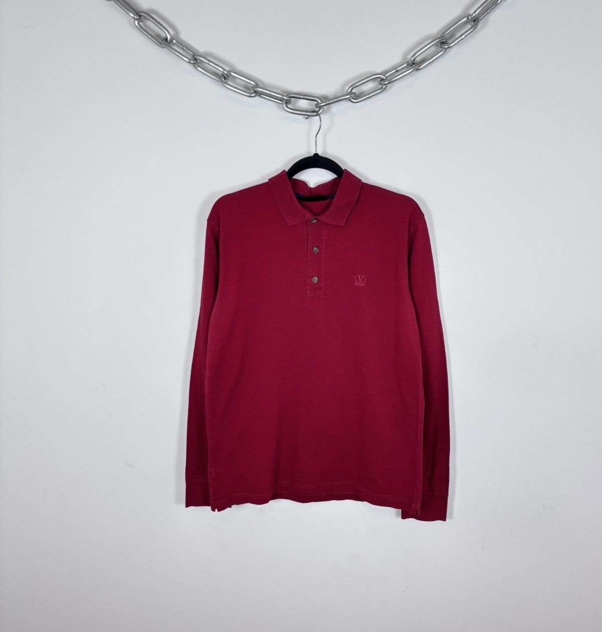 Valentino Valentino Sport Vintage Men’s Red Long Sleeve Polo Shirt Size US M / EU 48-50 / 2 - 1 Thumbnail