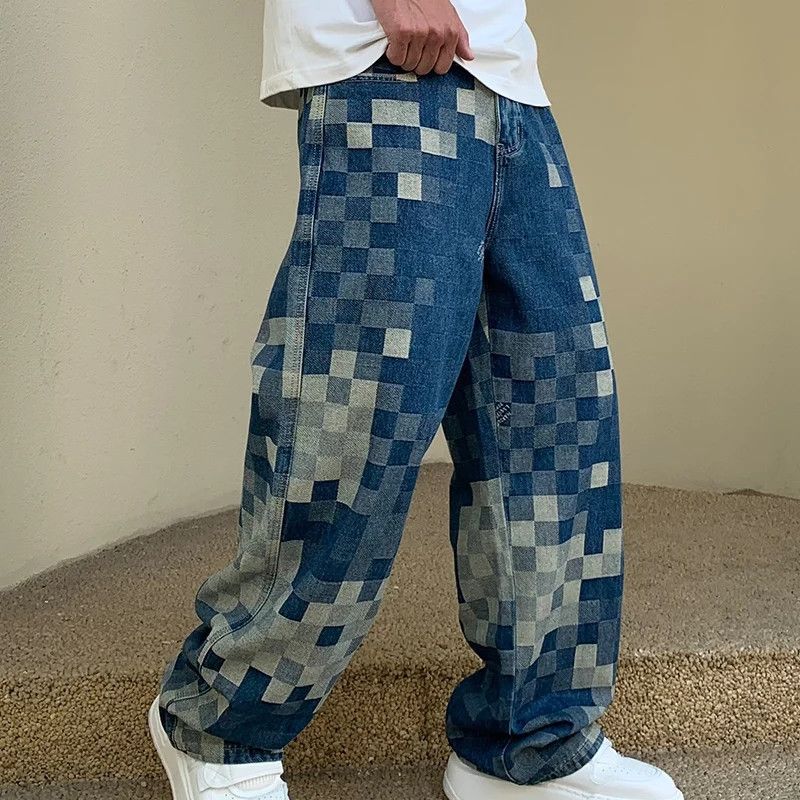Jean × Vintage Mosaic Checkerboard Jeans Size US 35 - 2 Thumbnail