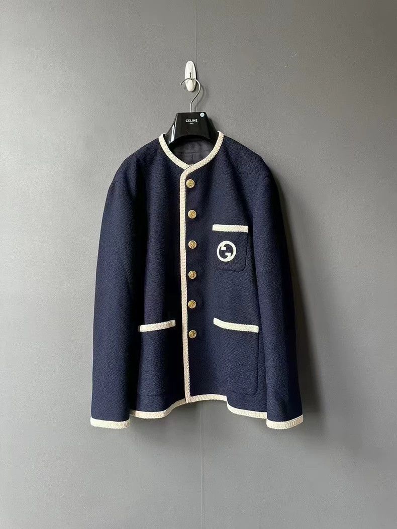 Gucci gucci navy blue boucle jacket Size US L / EU 52-54 / 3 - 1 Thumbnail