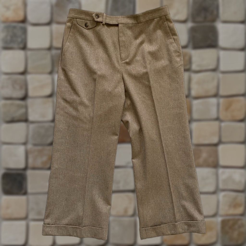 Ralph Lauren VINTAGE Women's Lauren Ralph Lauren Wide Leg Wool Pants Dress Pants 14 Beige Wool 26in Inseam Mens no, Womens Size 36" / US 14 / IT 50 - 1 Thumbnail