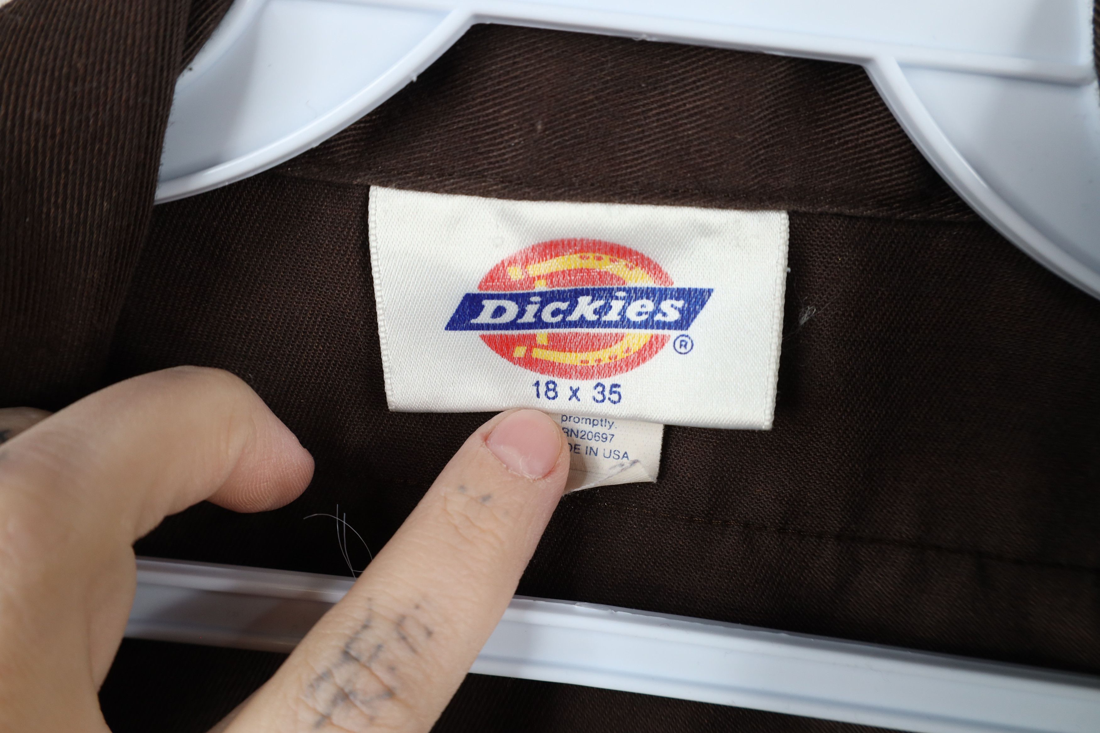 Dickies × Vintage Vintage 90s Dickies Workwear Mechanic Button Shirt Brown USA Size US L / EU 52-54 / 3 - 8 Thumbnail