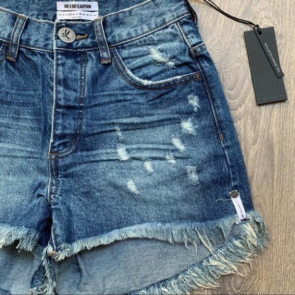 One Teaspoon One Teaspoon Women's High Waist Bonita's denim Jean Shorts Size 25" / US 0 / IT 36 - 5 Thumbnail