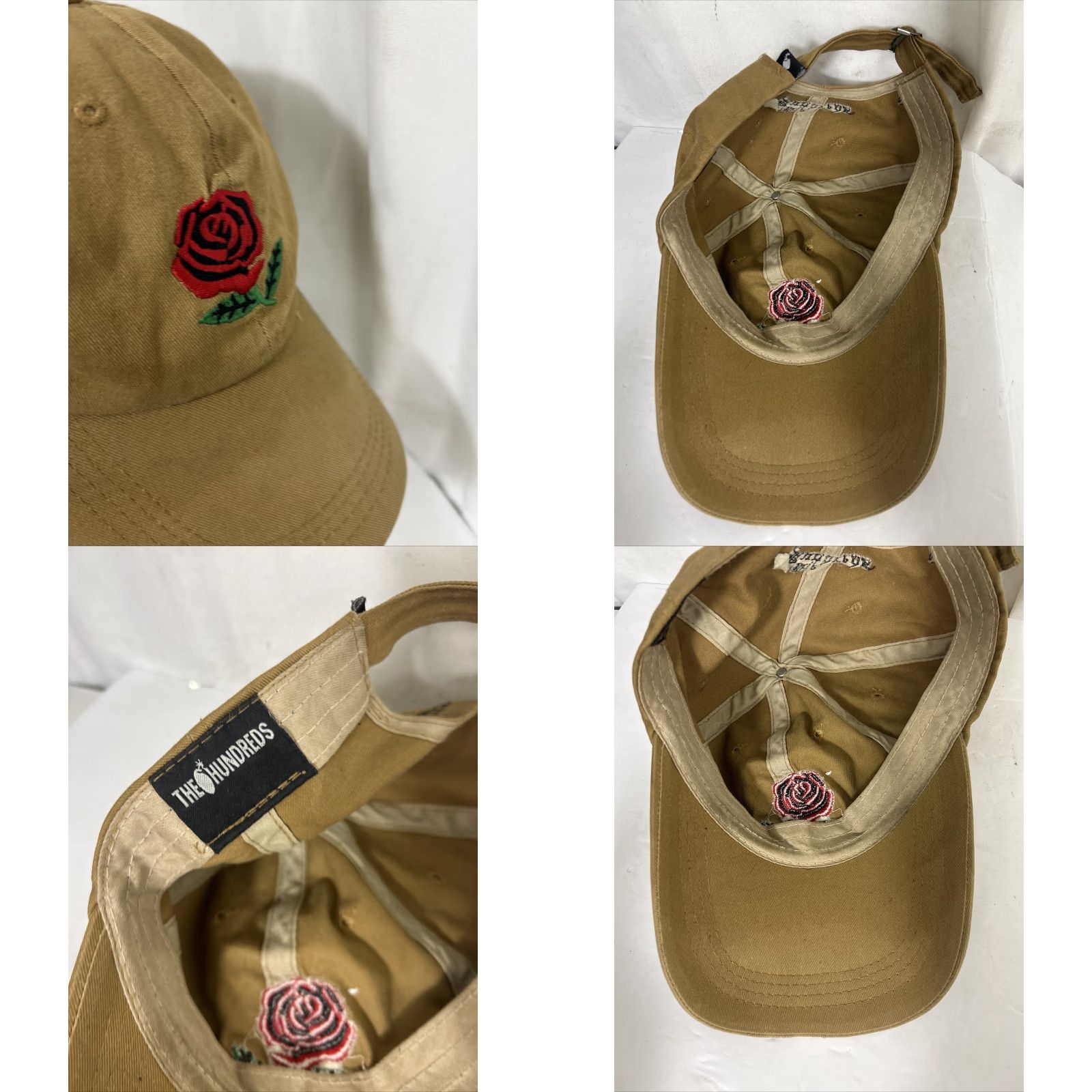The Hundreds The Hundreds Rose Hat Baseball Cap Adult Adjustable Strapback Beige Tan/Beige Size ONE SIZE - 9 Thumbnail