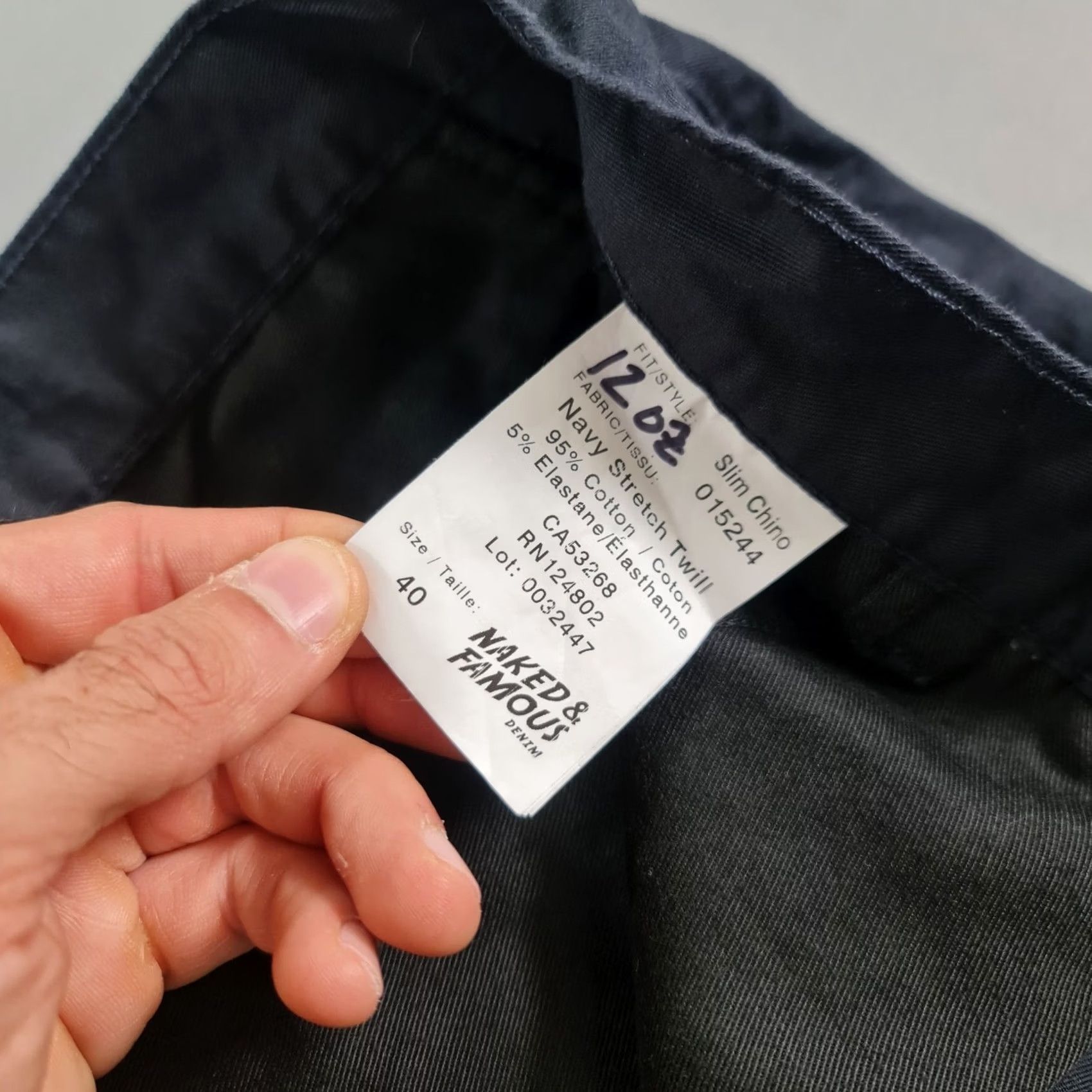 Vintage Naked & Famous Mens Chino Trousers Slim Stretch Flat Front Navy Blue W40 L31 Denim Casual Pockets 40 in Canada Mens Size US 40 / EU 56 - 4 Thumbnail