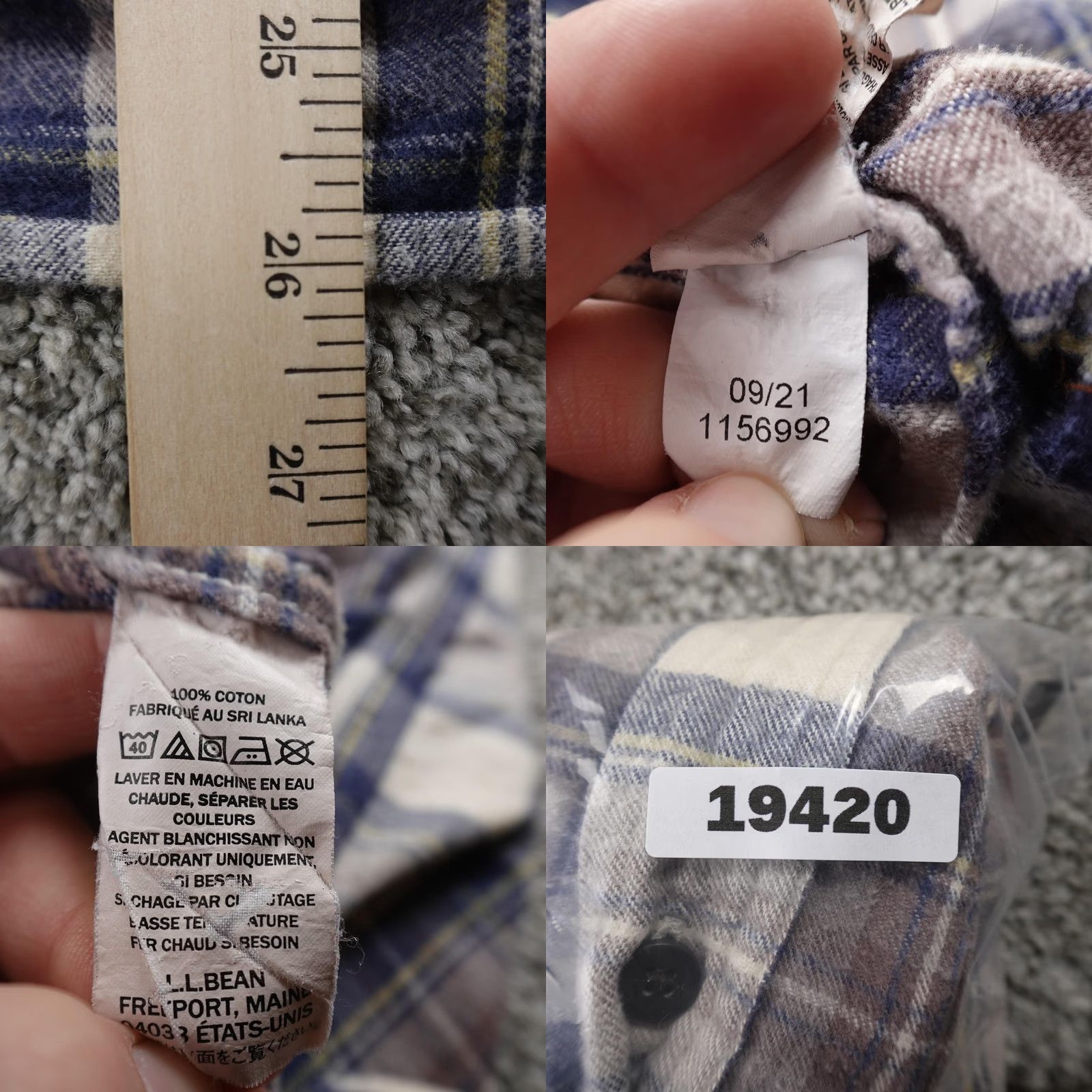 Vintage LL Bean Shirt Mens M Blue Plaid Flannel Button-Up Long Sleeve Outdoor Hiking Size US M / EU 48-50 / 2 - 8 Thumbnail