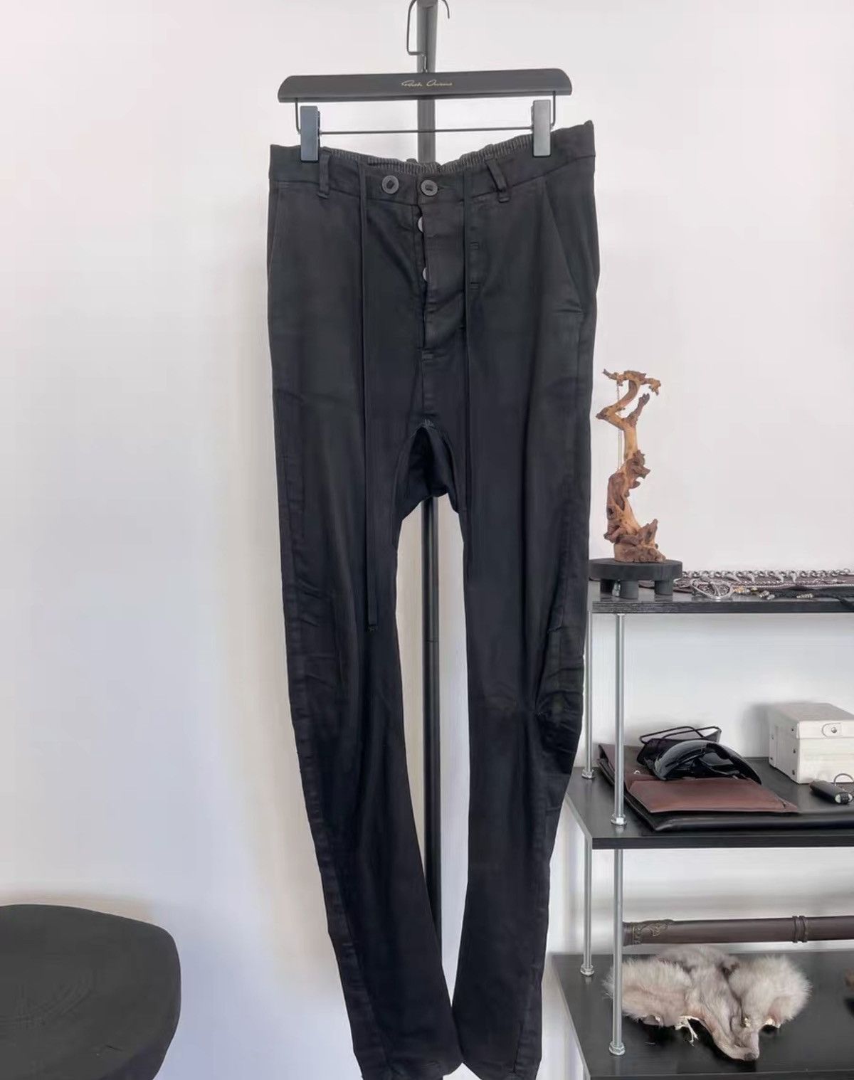 Boris Bidjan Saberi Boris Bidjan Saberi Waxed Coated Slim-Fit Denim Pants Size US 31 - 1 Thumbnail