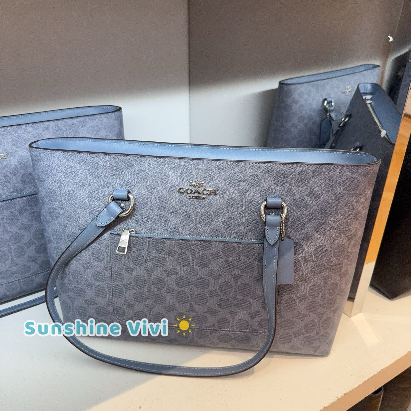 Coach NWT COACH Station Tote Bag Canvas Silver/Chambray CCD69 Size ONE SIZE - 1 Thumbnail
