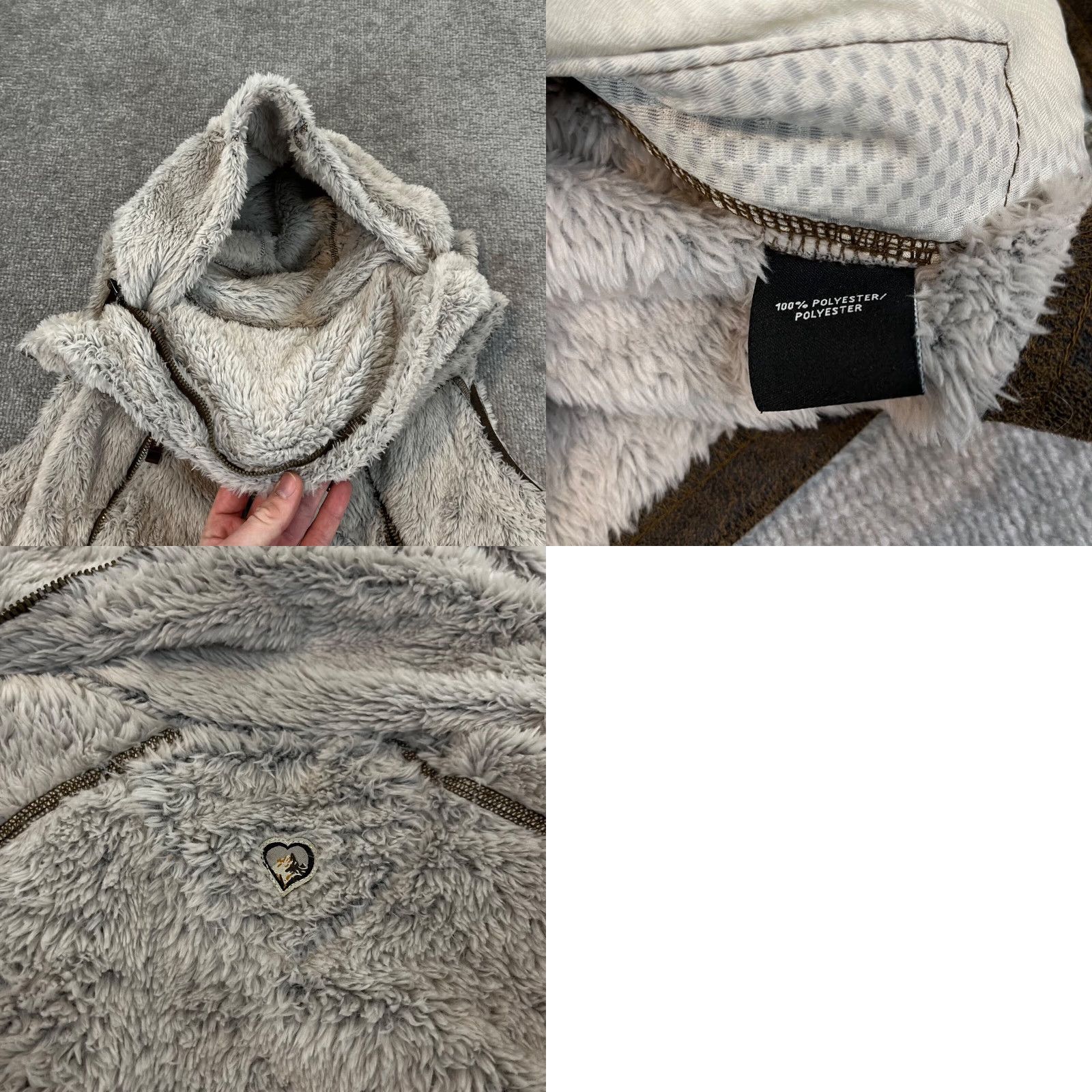 Vintage KUHL Vest Womens M White Fuzzy Fleece Flight Full Zip Hooded Jacket Hiking - Gray Size M / US 6-8 / IT 42-44 - 8 Thumbnail