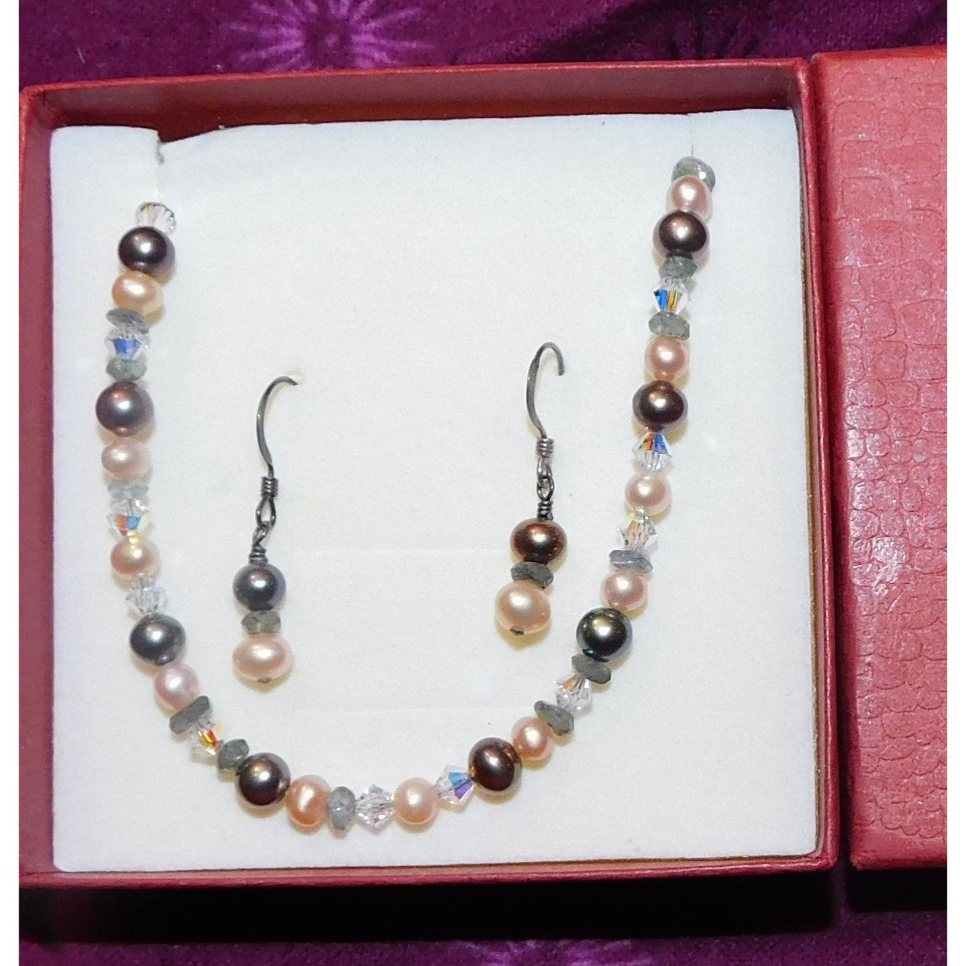 Other Sterling Pearl And Glass Jewelry Gift Set (Bracelet And Ear Size ONE SIZE - 1 Thumbnail