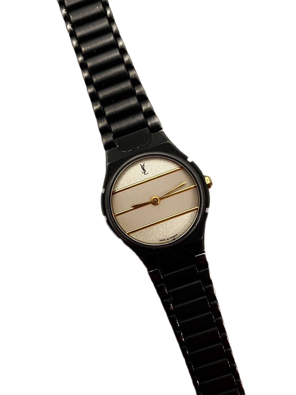 Saint Laurent Paris Saint Laurent YSL Logo Black Gold Steel Ceramic Wrist Watch Size ONE SIZE - 3 Thumbnail