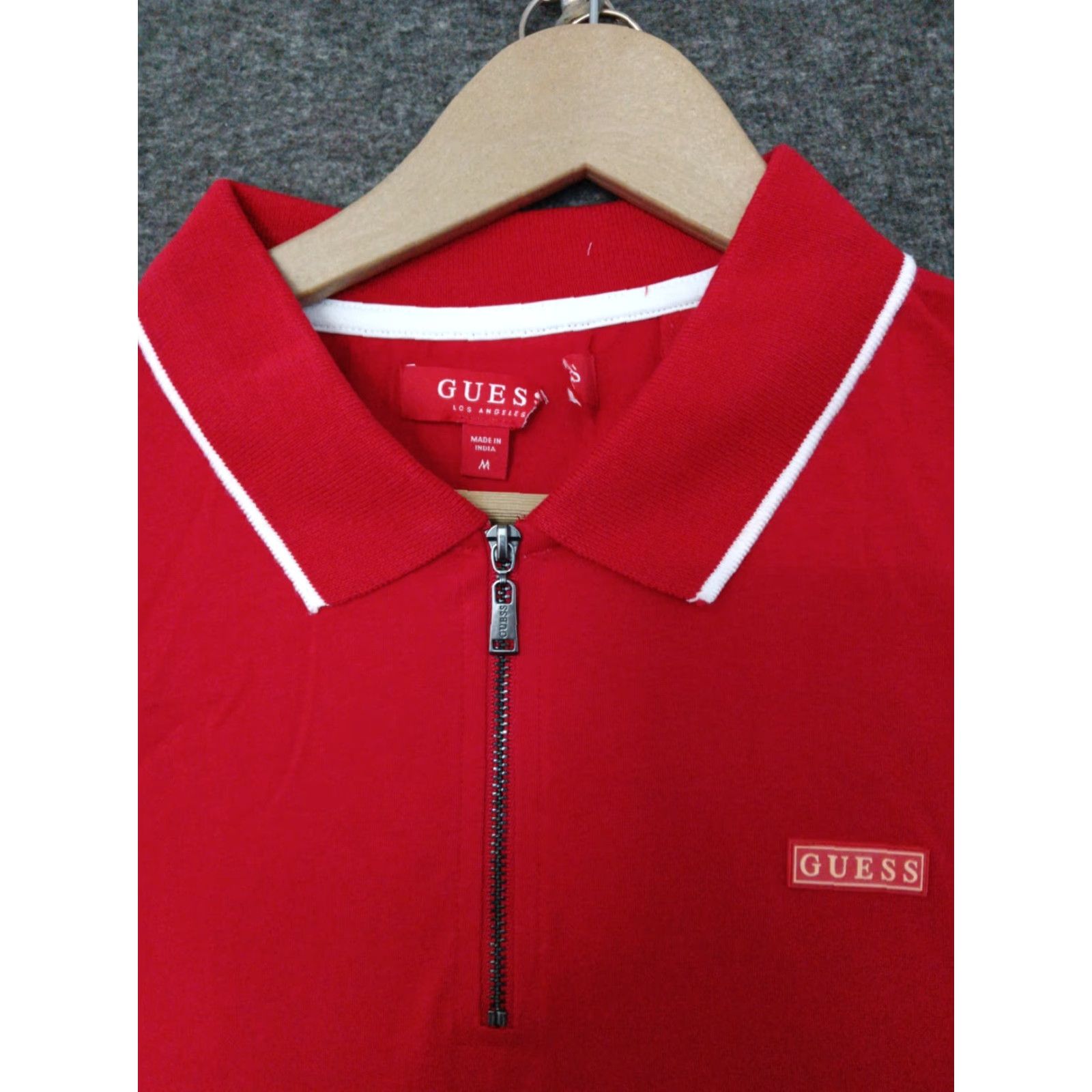 Guess GUESS Polo Shirt Men's Red Short Sleeve Collared 1/4 Zip T-Shirt M Size US M / EU 48-50 / 2 - 3 Thumbnail