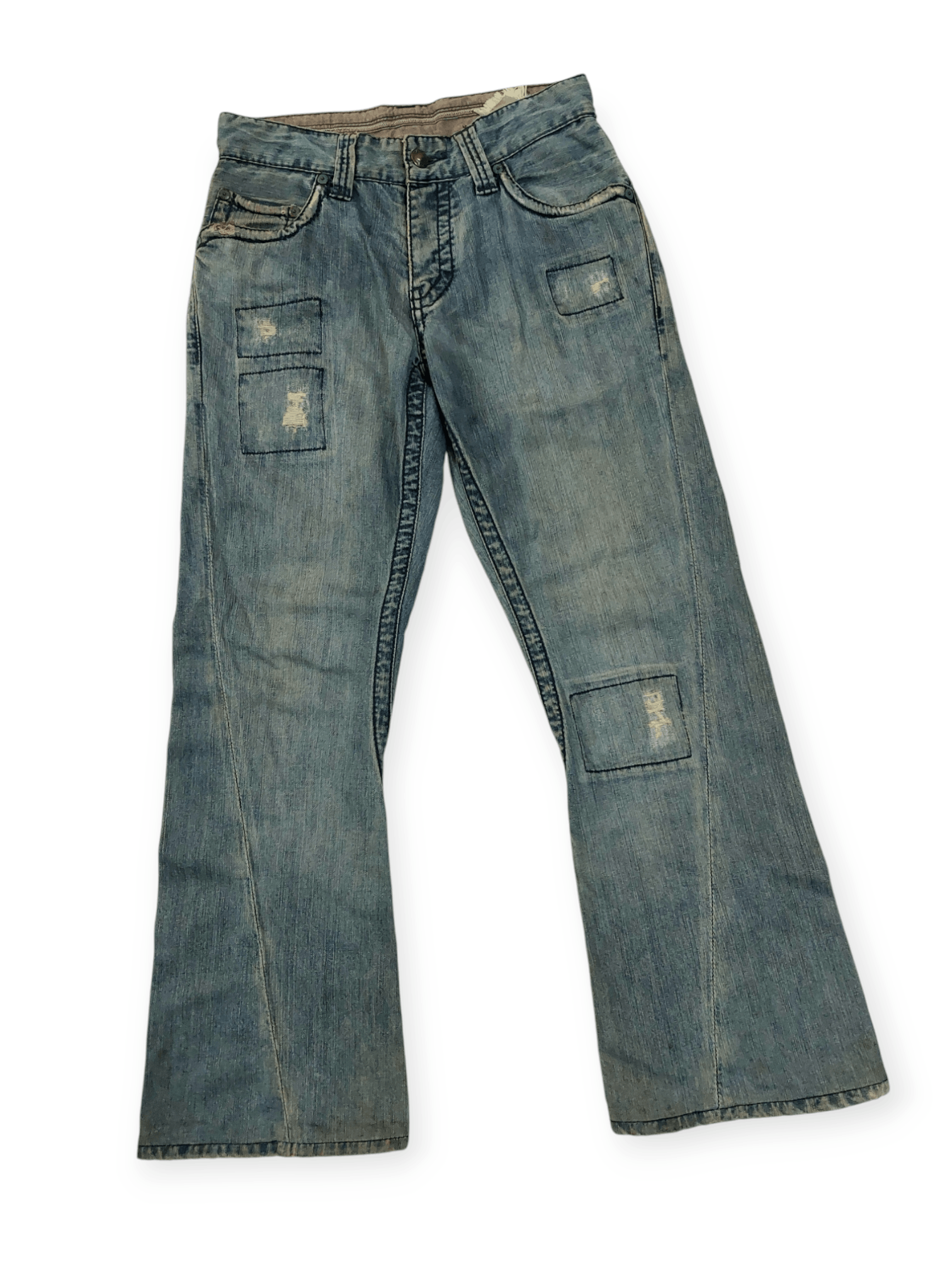 14th Addiction Stitch's Flare Distressed Denim Size US 29 - 1 Thumbnail