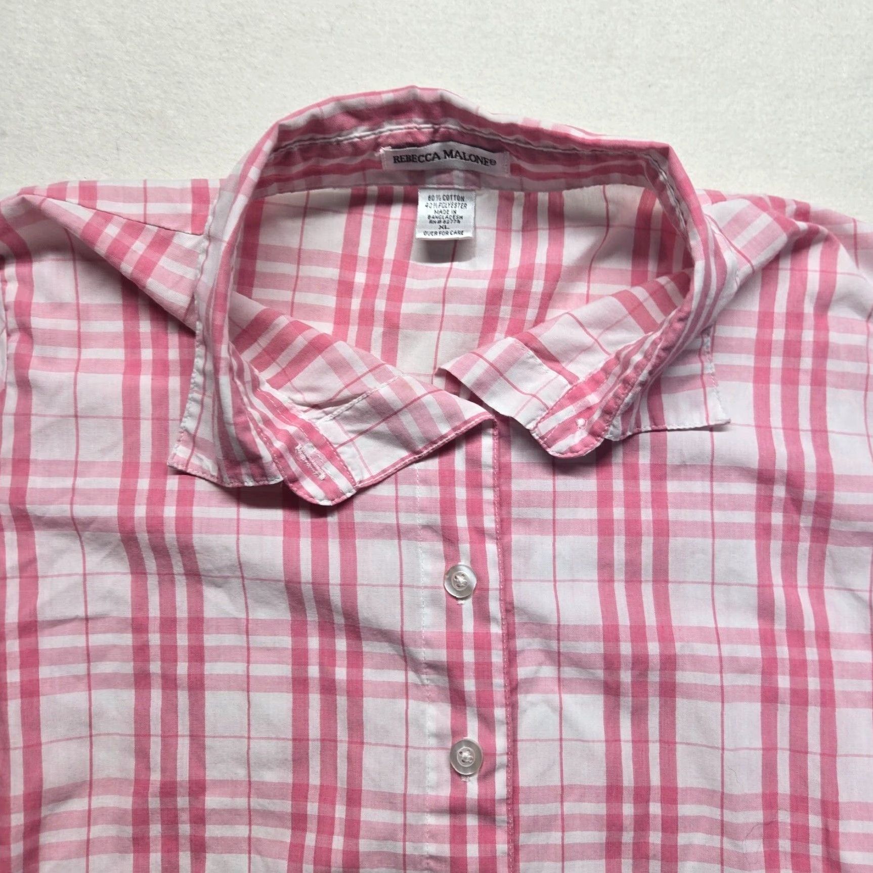 Pinko Rebecca Malone Pink Plaid Button-Up Shirt Collared 3/4 Sleeve Women's XL Shirt, Pink, Plaid, Button-Up, Rebecca Malone, Women XL, Casual Shirt Size XL / US 12-14 / IT 48-50 - 2 Thumbnail