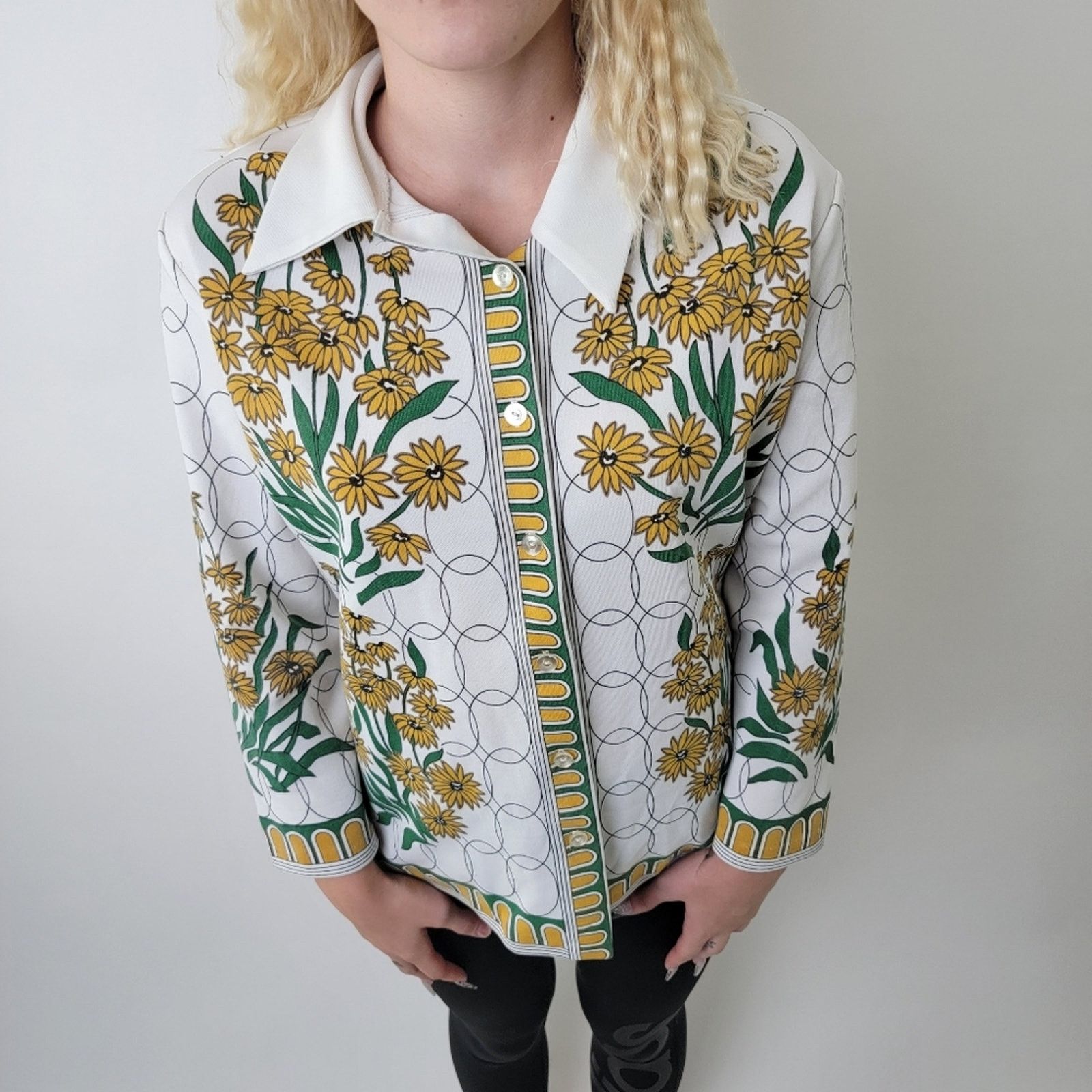 Vintage Vintage 60s Muted Floral Tunic Blouse Size M / US 6-8 / IT 42-44 - 2 Thumbnail