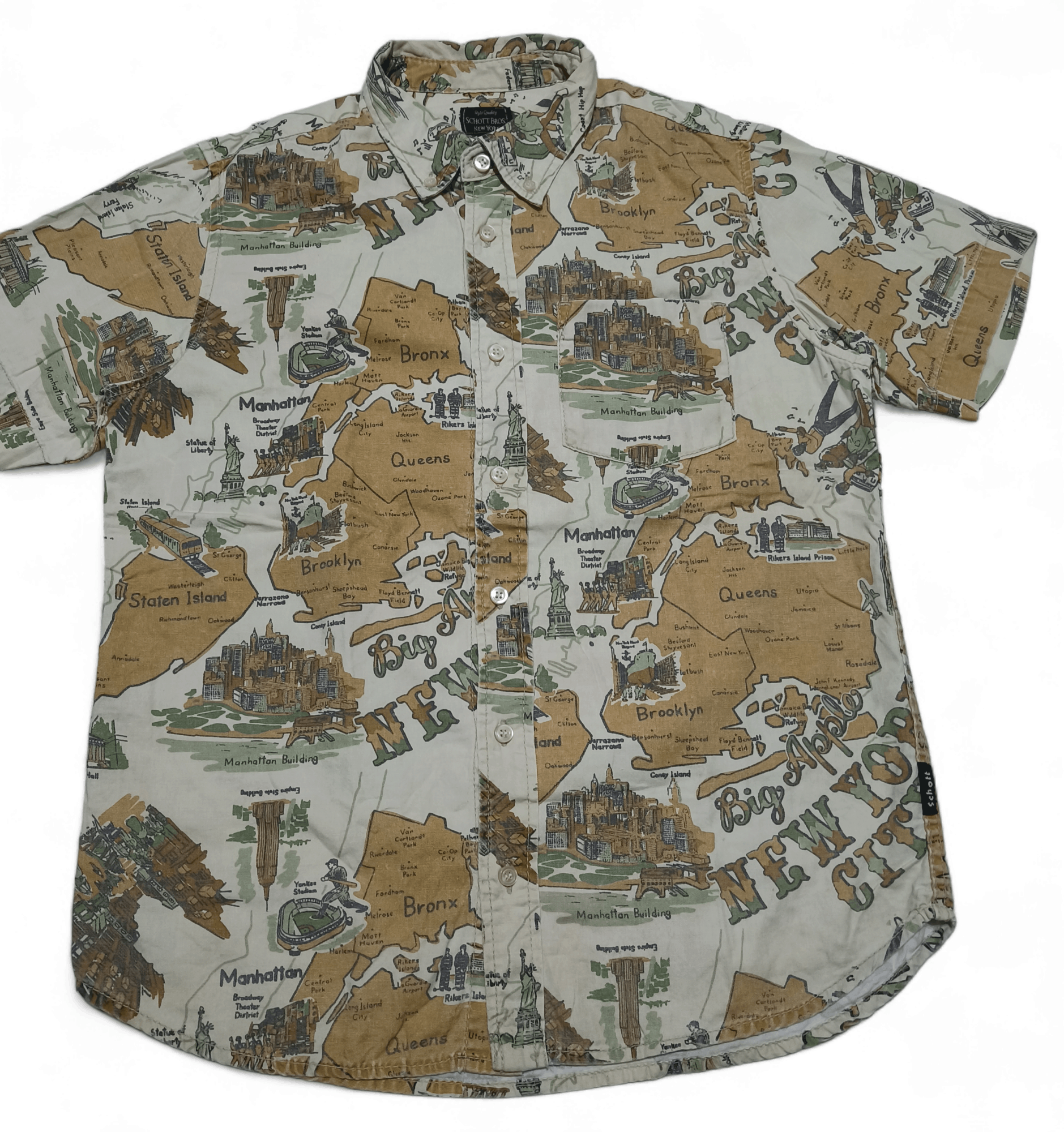 Schott Vintage Schott Bros New York Map Pattern Shirt Size US M / EU 48-50 / 2 - 4 Thumbnail