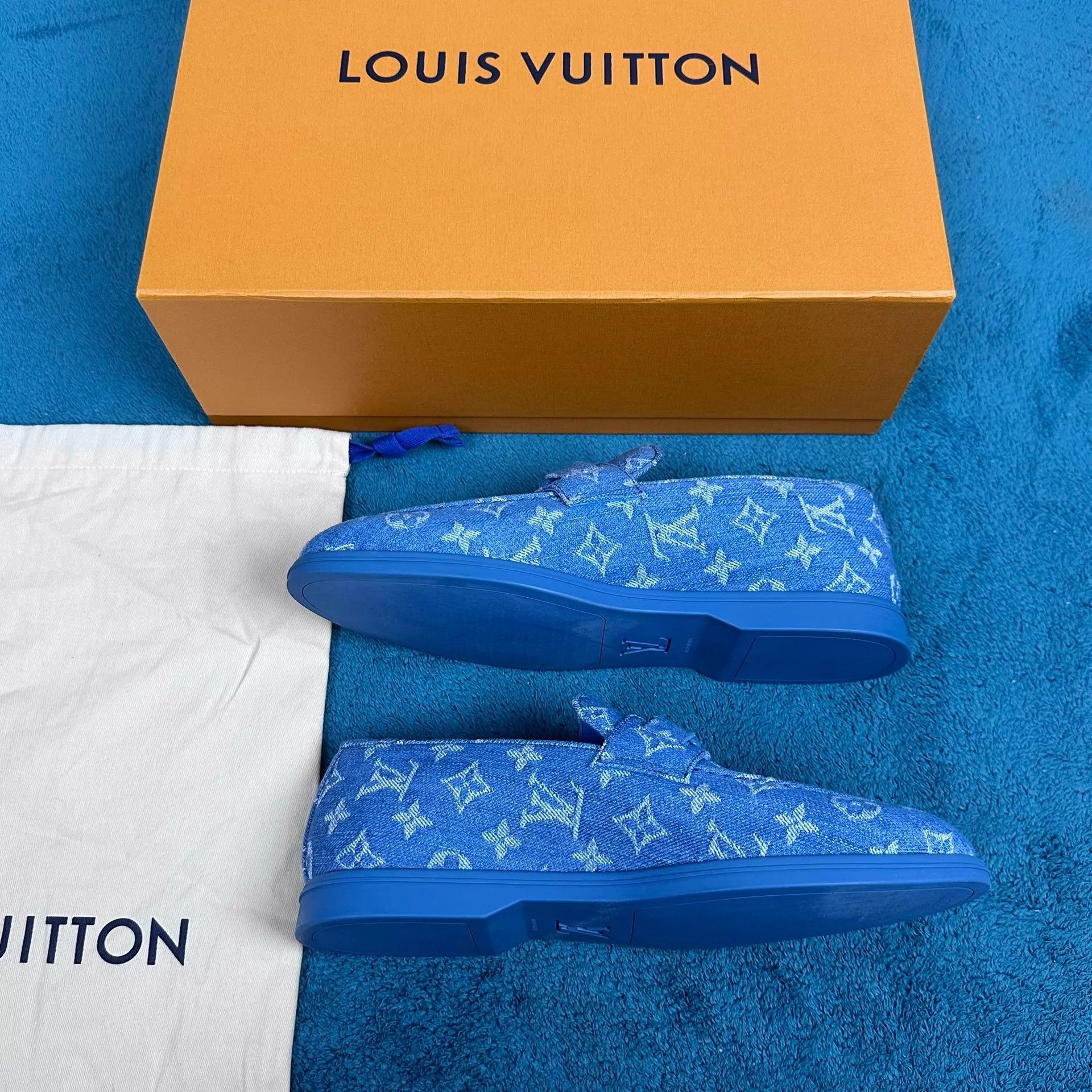 Louis Vuitton LV Estate Allover Print Slipon Loafer Blue 6.5/40.5 Size US 7.5 / EU 40-41 - 3 Thumbnail