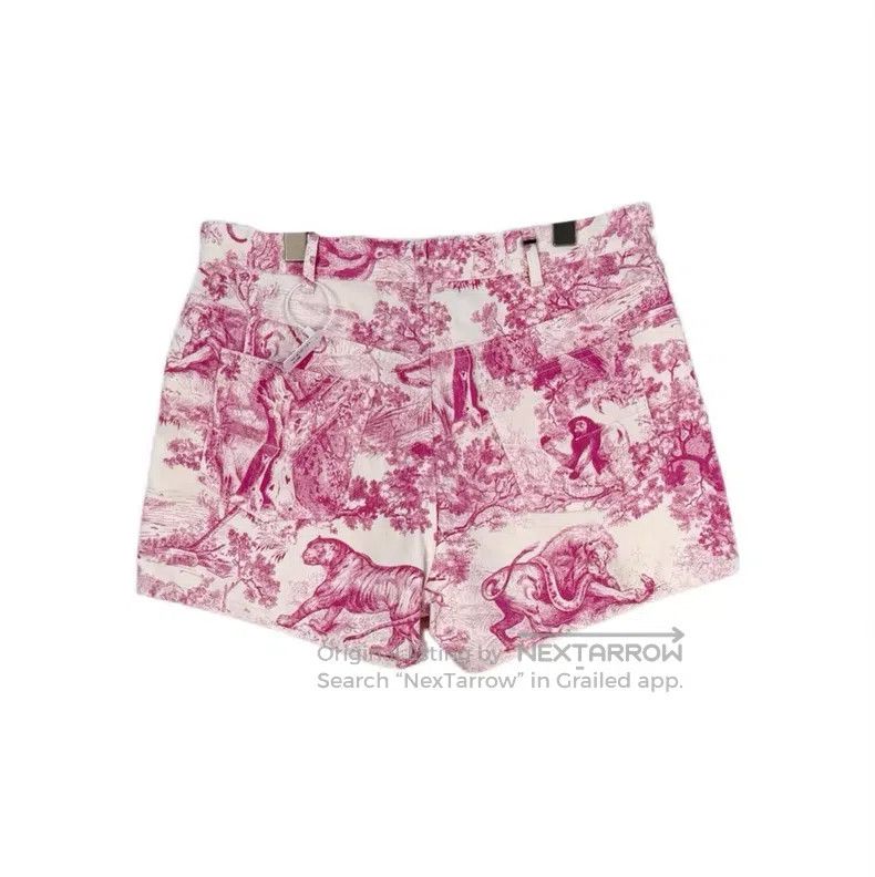 Dior Dior White and pink jungle animal denim cotton shorts Size 25" / US 0 / IT 36 - 2 Thumbnail