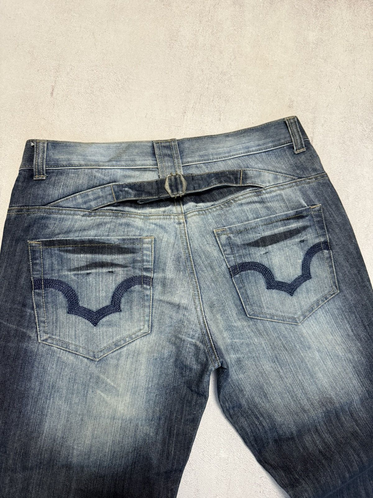 Japanese Brand SICK🚨 Japanese Straight Baggy Wash Denim Pants Y2K Rap 90s Size US 36 / EU 52 - 3 Thumbnail