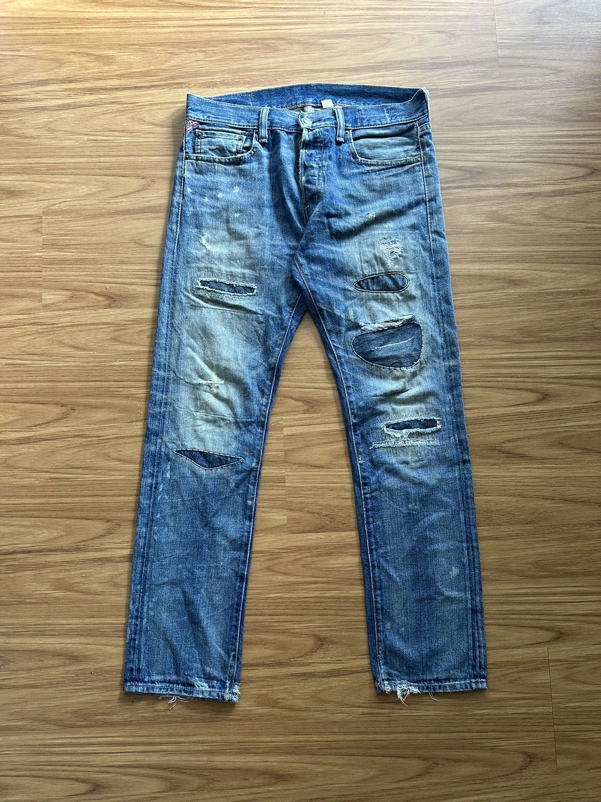Polo Ralph Lauren Polo Ralph Lauren Slim Distressed Patchwork Jeans Size US 31 - 1 Thumbnail