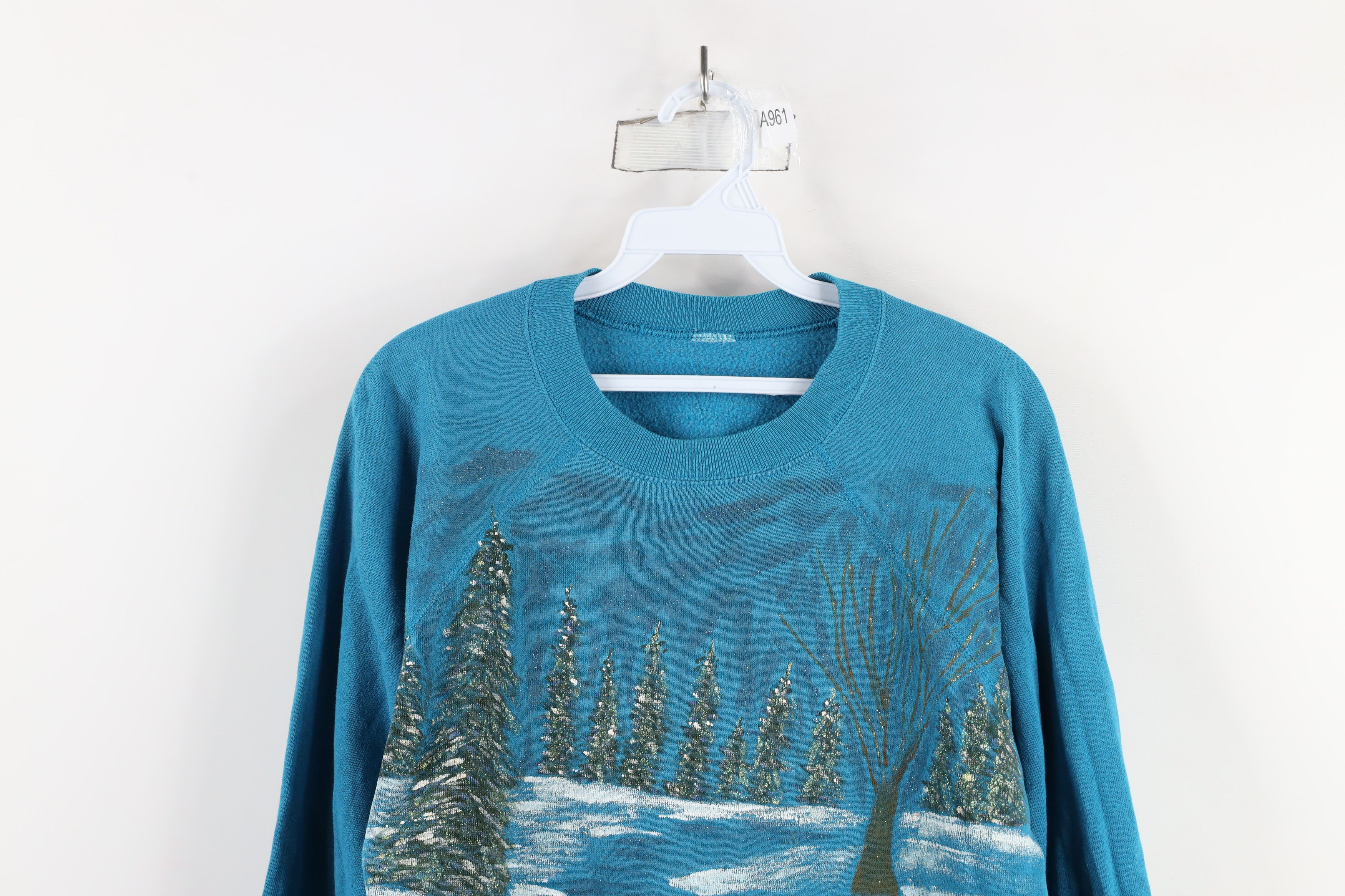 Vintage Vintage 90s Streetwear Hand Painted Winter Trees Sweatshirt Size L / US 10 / IT 46 - 2 Thumbnail