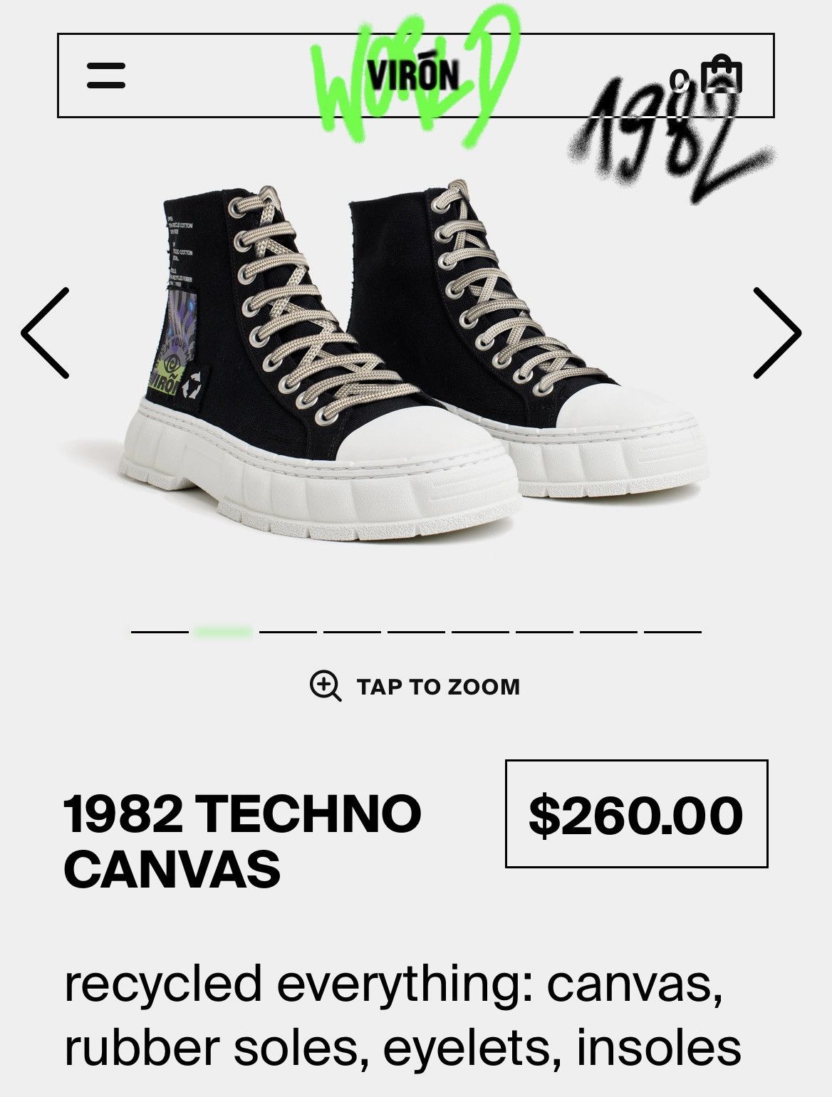 image of Viron 1987 Techno Canvas Shoes in Black, Women's