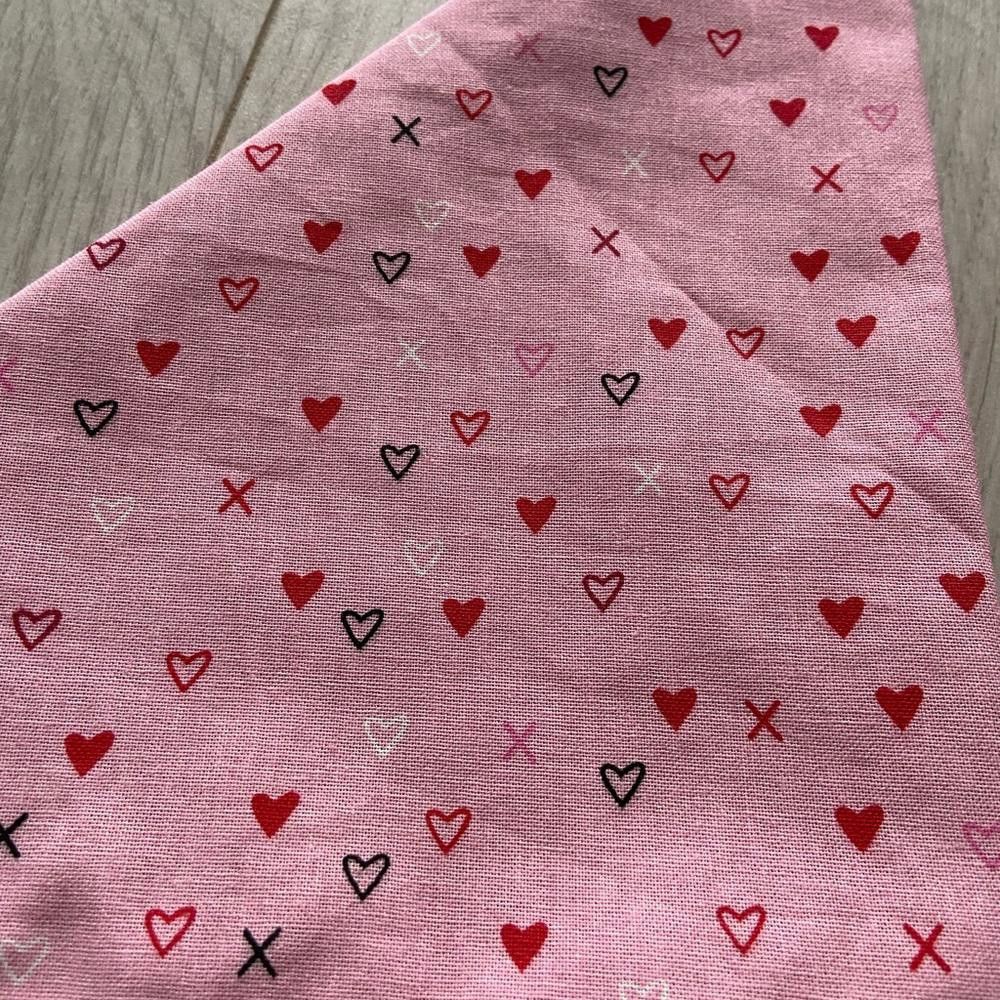 Designer Pink and Red Valentines Love Dog Bandana Size ONE SIZE - 3 Thumbnail