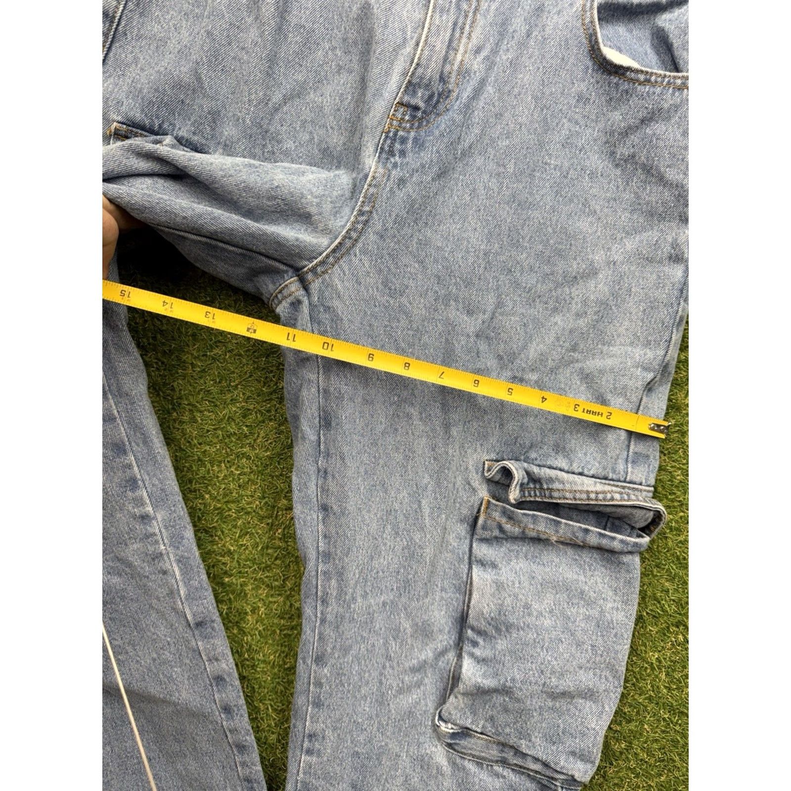 Vintage VINTAGE Banjara Jeans Womens 11/29 Light Wash Denim Wide-Leg 31in 29in Cargo Pocket Y2K Grunge Skater Size 32" / US 10 / IT 46 - 6 Thumbnail