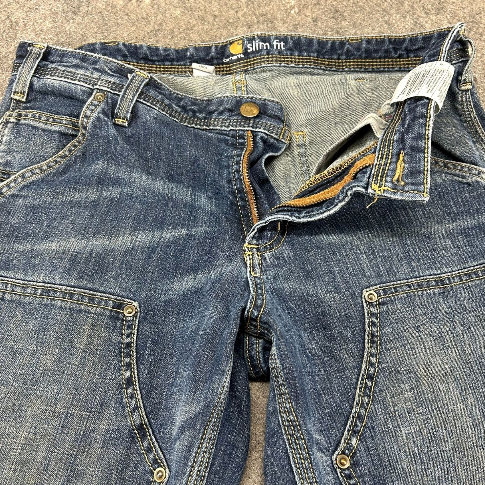 Carhartt Carhartt Jeans Womens 10 Blue Slim Straight Denim Cotton Workwear Pants 5-Pocket Inseam 30in Dark Blue Velvet Logo Zipper Button Size 32" / US 10 / IT 46 - 2 Thumbnail