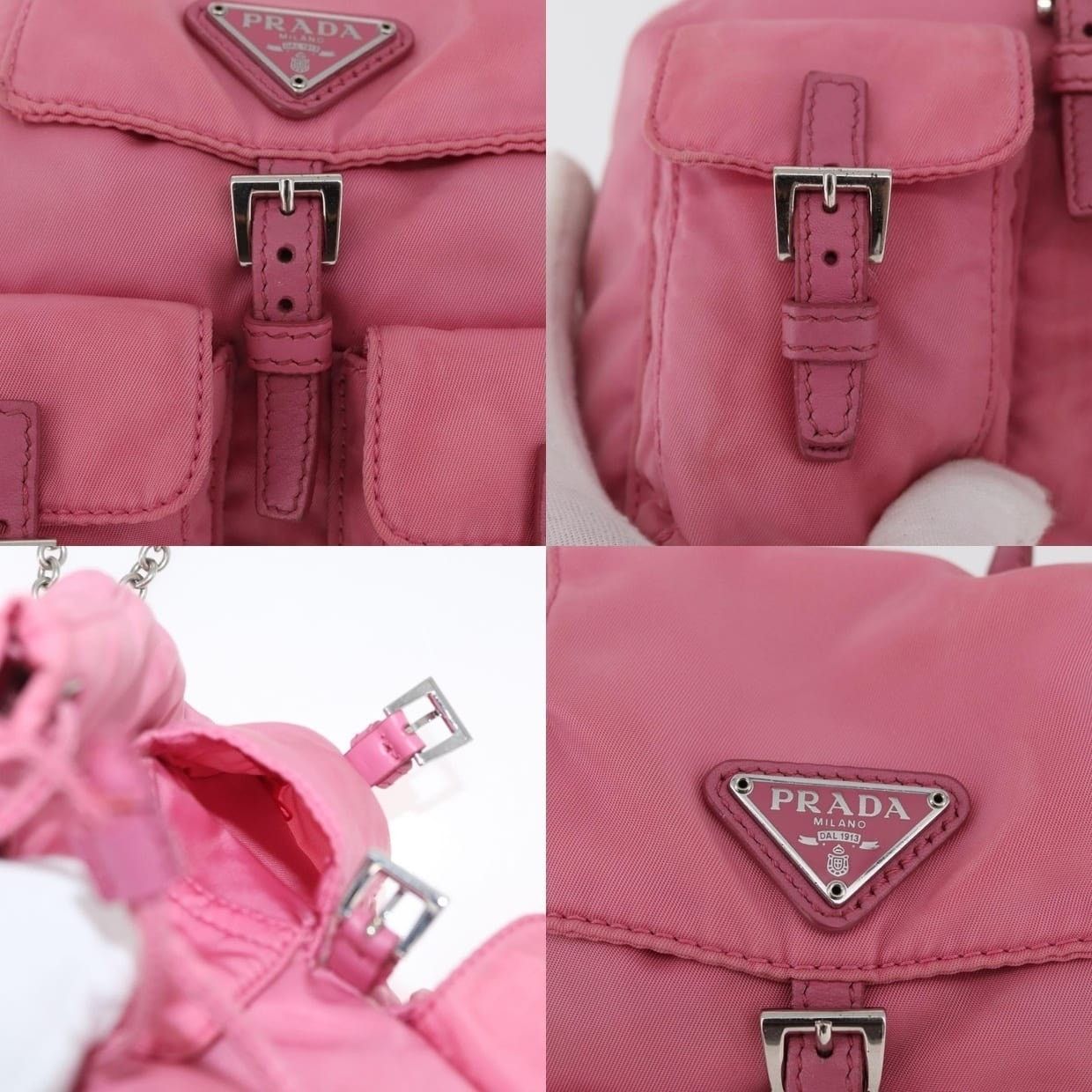 Prada Prada Nylon Chain Shoulder Bag Pink Size ONE SIZE - 14 Thumbnail