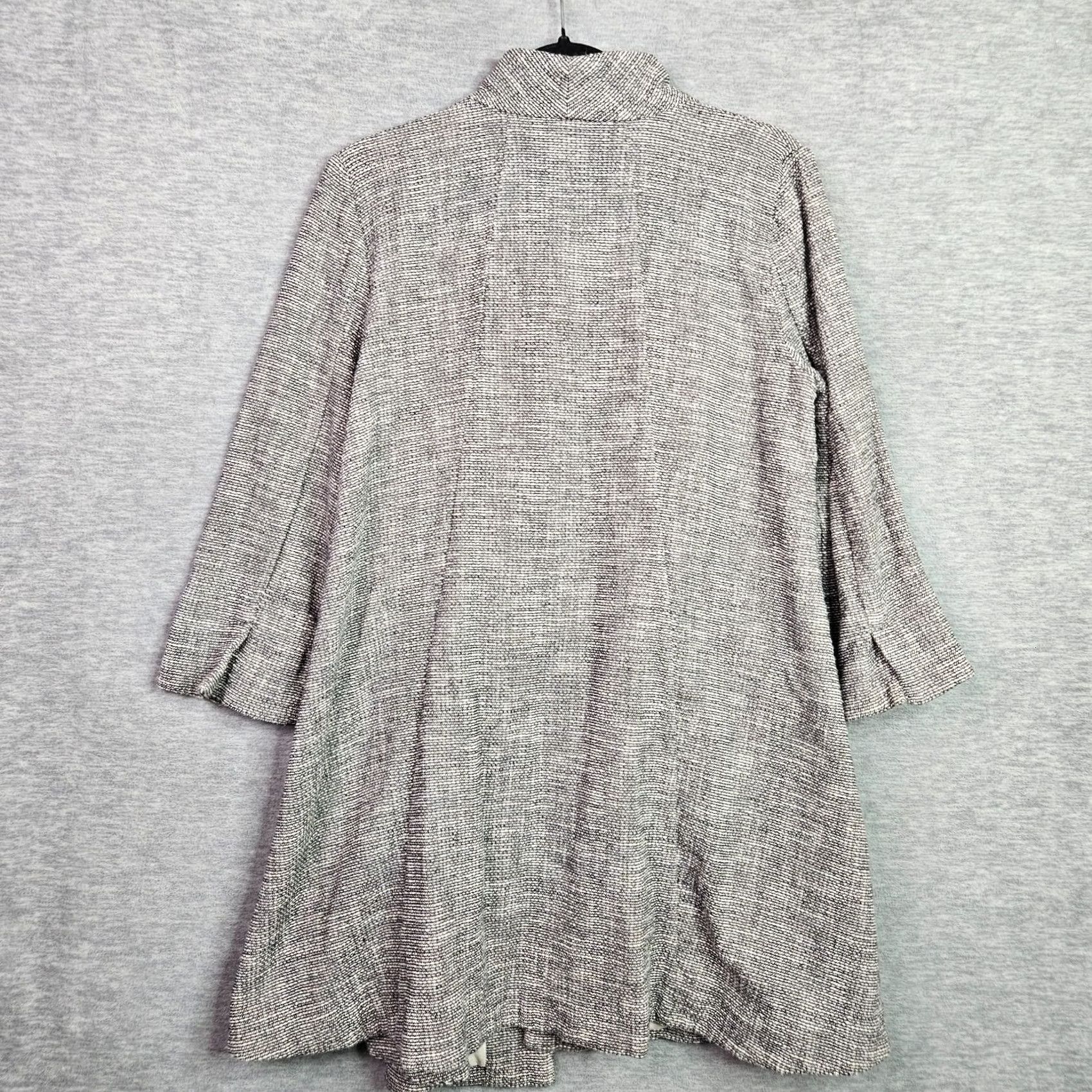 Eileen Fisher Eileen Fisher Women's Grey Cotton Tweed 3/4 Sleeve Open Front Jacket Sz S Size S / US 4 / IT 40 - 2 Thumbnail