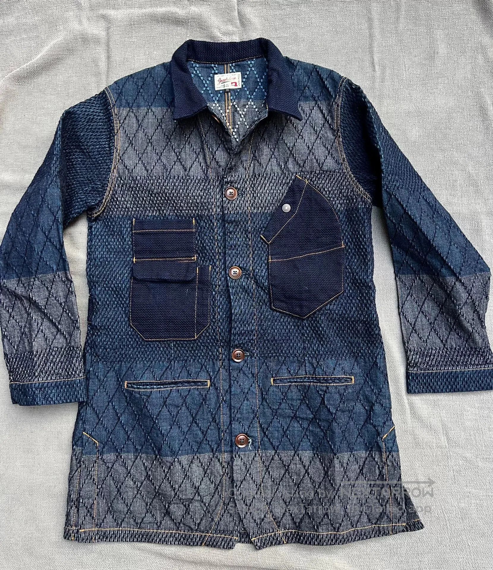 Japanese Brand Unique Graph Zero Coat with Mixed Materials. Size US M / EU 48-50 / 2 - 1 Thumbnail