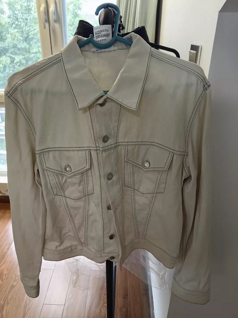 Helmut Lang HELMUT LANG White bright line, denim jacket overcoat Size US L / EU 52-54 / 3 - 1 Thumbnail
